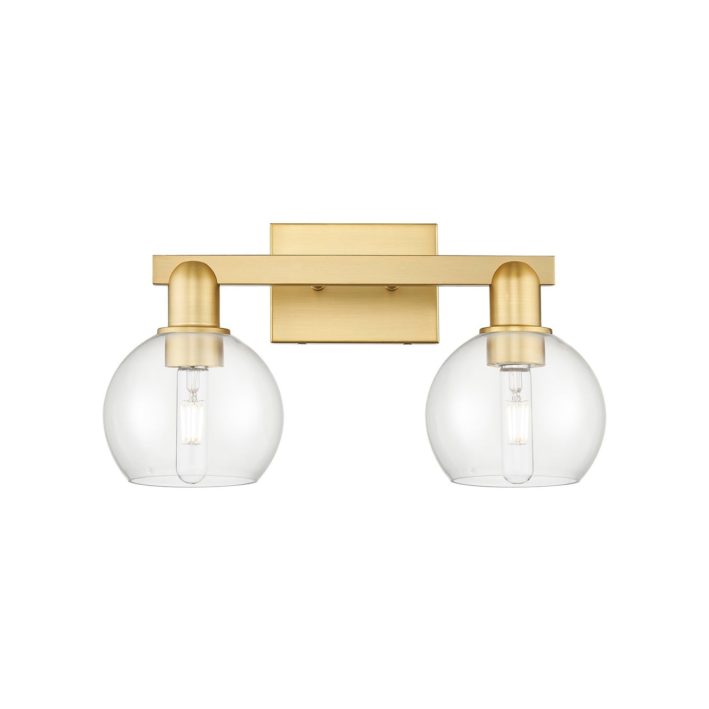Innovations Athens 17in 2-Light Bath Vanity Light | Industrial Satin Gold Steel and Clear Glass | Bathroom Vanity | 16.88 x 9.62 | Model 716-2W-SG-G122-6