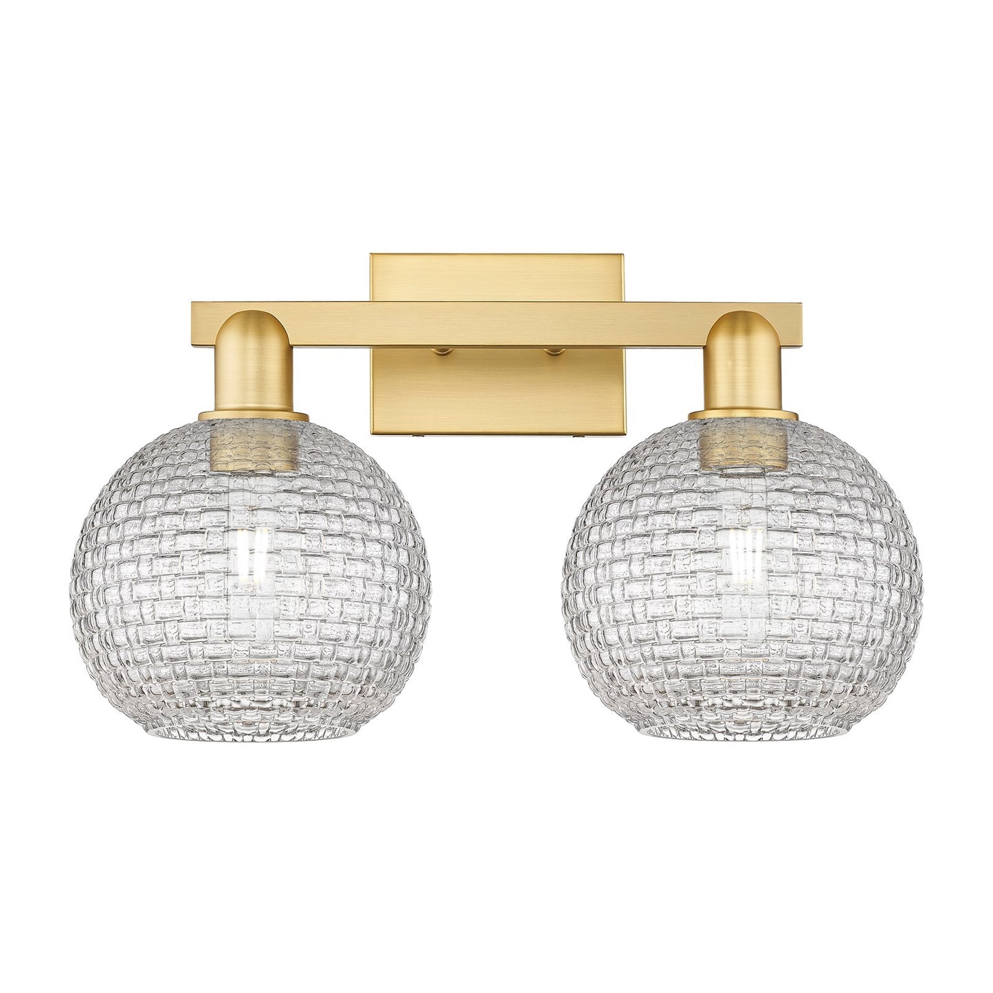Innovations Athens 19in 2-Light Bath Vanity Light | Industrial Satin Gold Steel and Clear Basket Weave Glass | Bathroom Vanity | Model 716-2W-SG-G122C-8CL