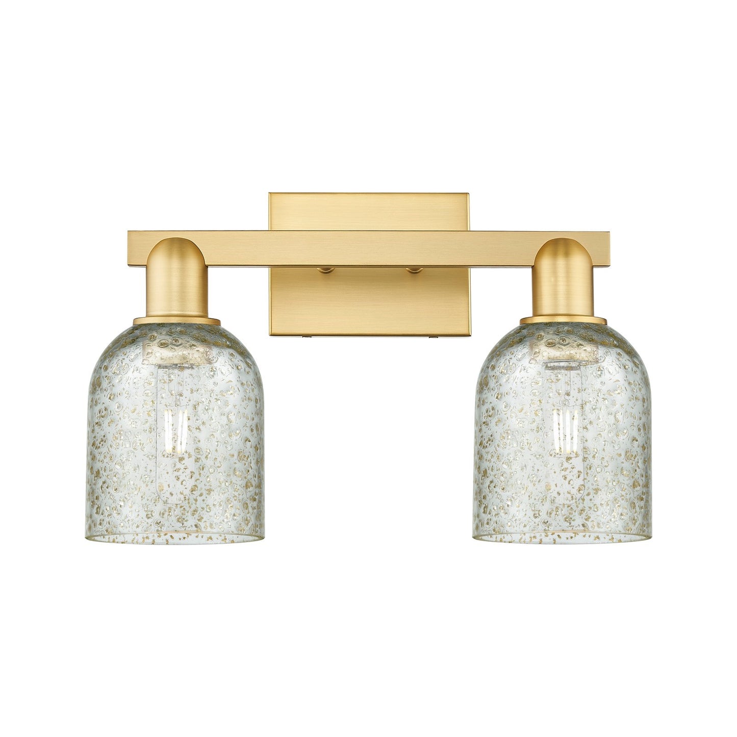 Innovations Caledonia 16in 2-Light Bath Vanity Light | Industrial Satin Gold Steel and Mica Glass | Bathroom Vanity | 16 x 10.75 x | Model 716-2W-SG-G259