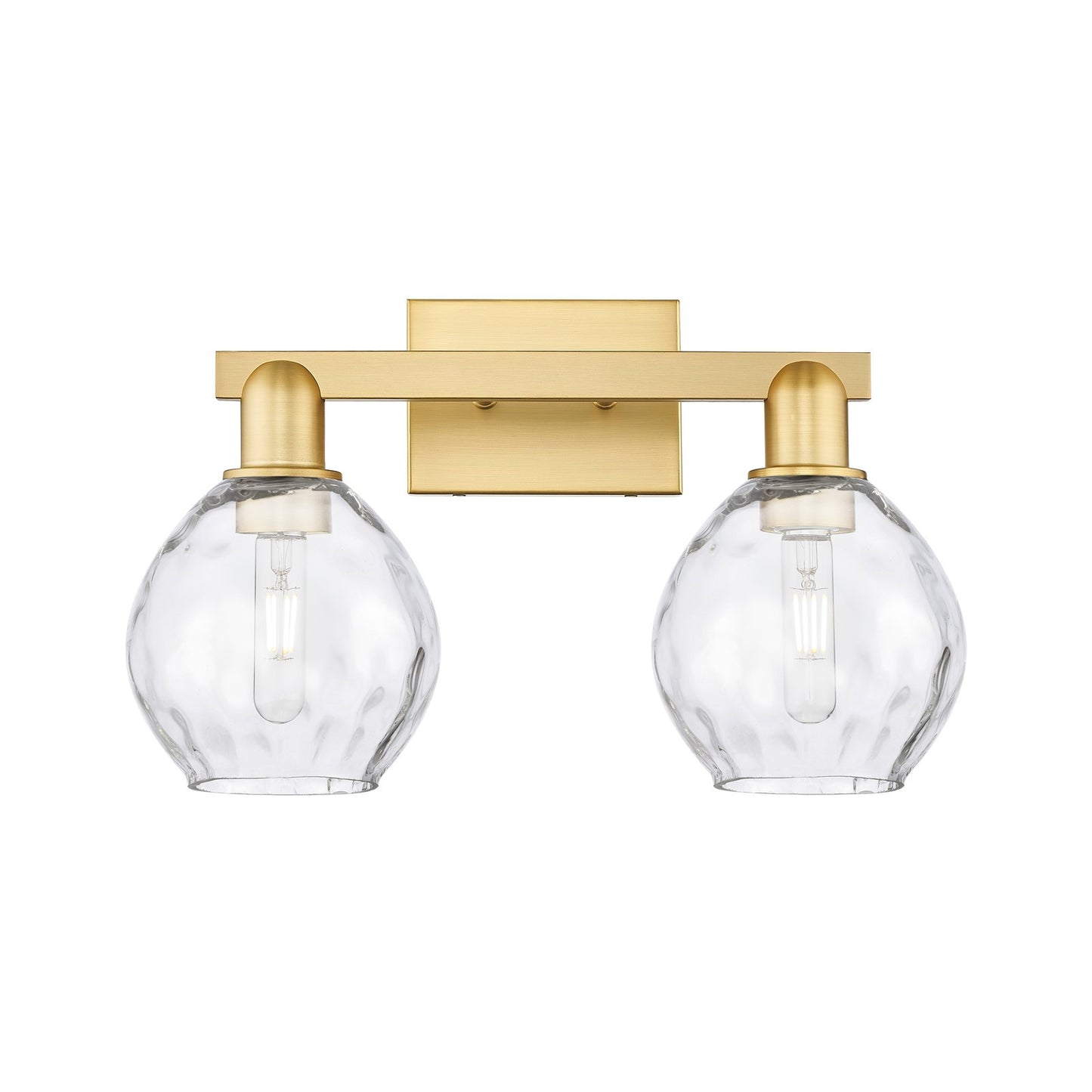 Innovations Waverly 17in 2-Light Bath Vanity Light | Industrial Satin Gold Steel and Cast Brass Clear Glass | Bathroom Vanity & | Model 716-2W-SG-G362