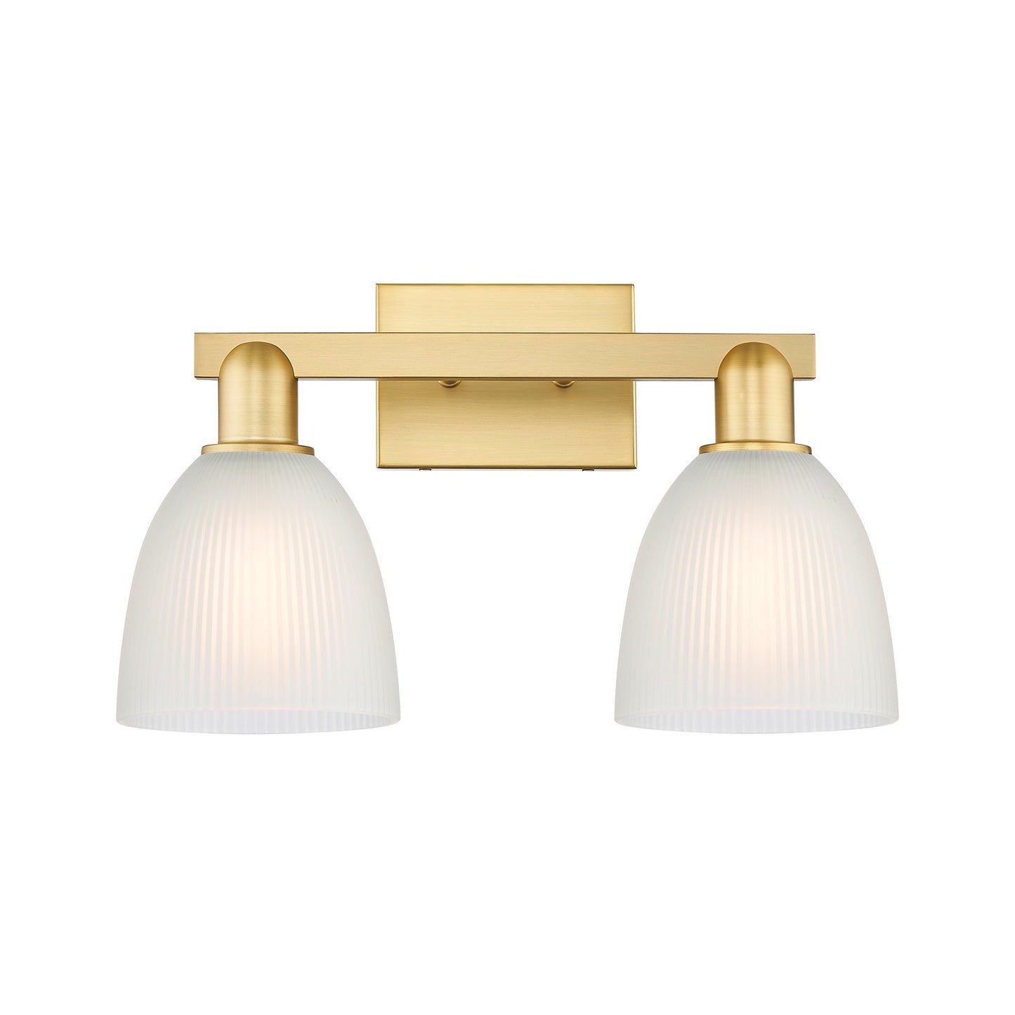 Innovations Castile 17in 2-Light Bath Vanity Light | Industrial Satin Gold Steel and White Glass | Bathroom Vanity & Powder Room | Model 716-2W-SG-G381