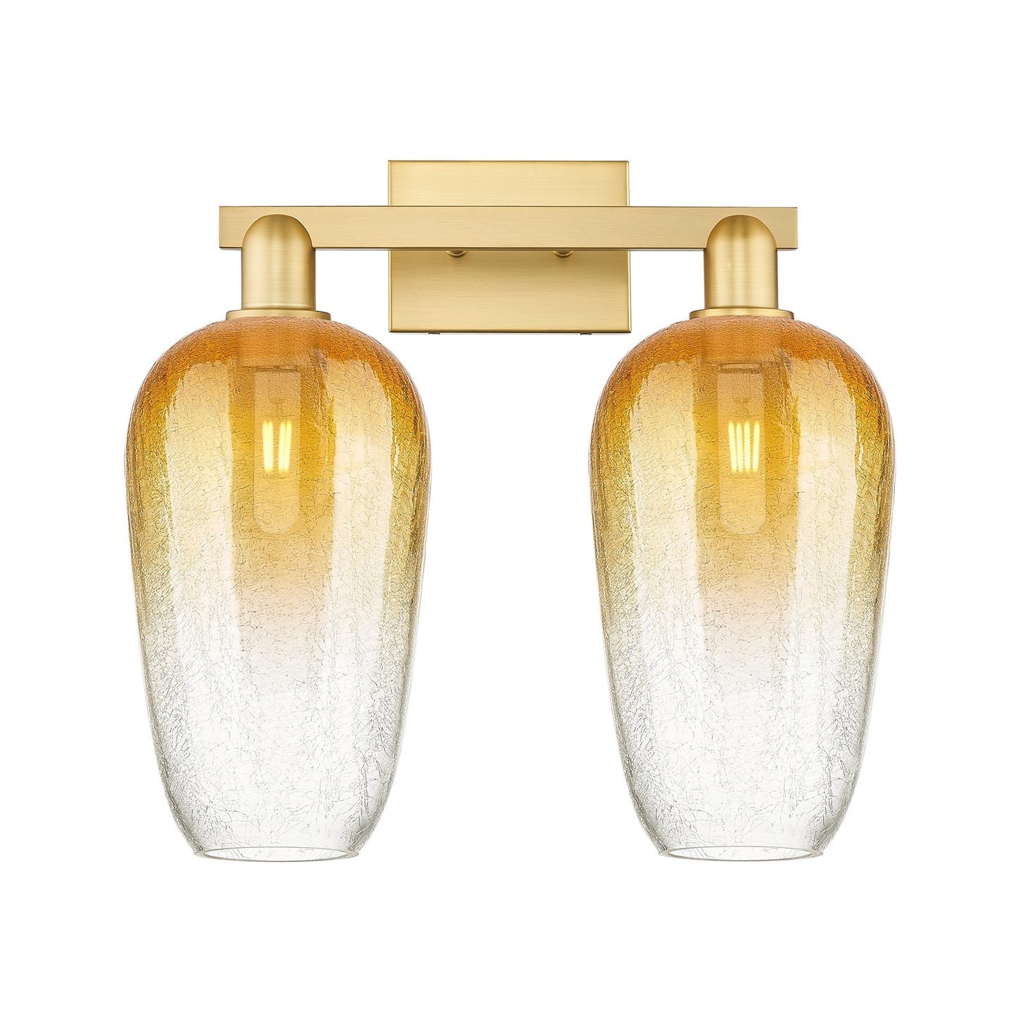 Innovations Brookhaven Flute 18in 2-Light Bath Vanity | Industrial Satin Gold Steel and Cast Brass with Amber Glass | Bathroom | Model 716-2W-SG-G484-7AM