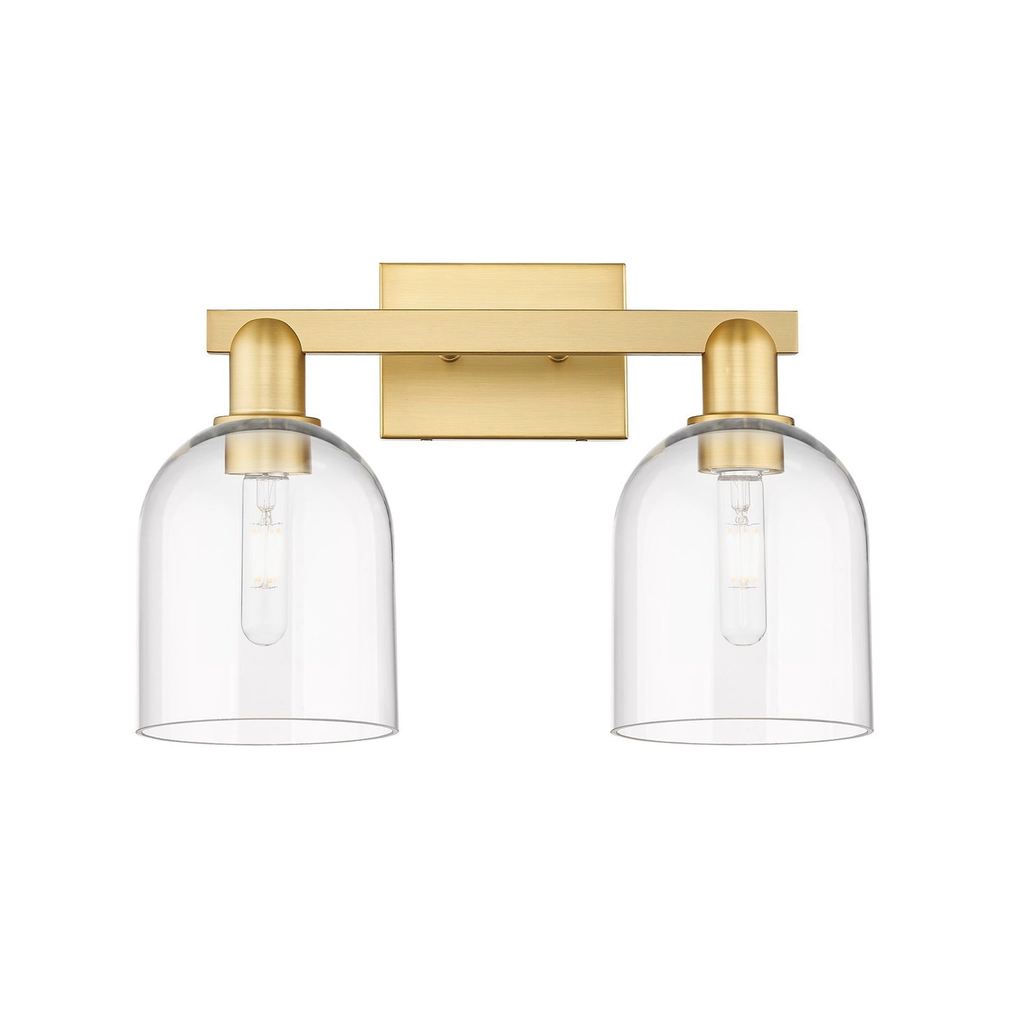 Innovations Bella 17in 2-Light Bath Vanity Light | Satin Gold Steel and Cast Brass with Clear Bell Glass | Bathroom Vanity & | Model 716-2W-SG-G558-6CL