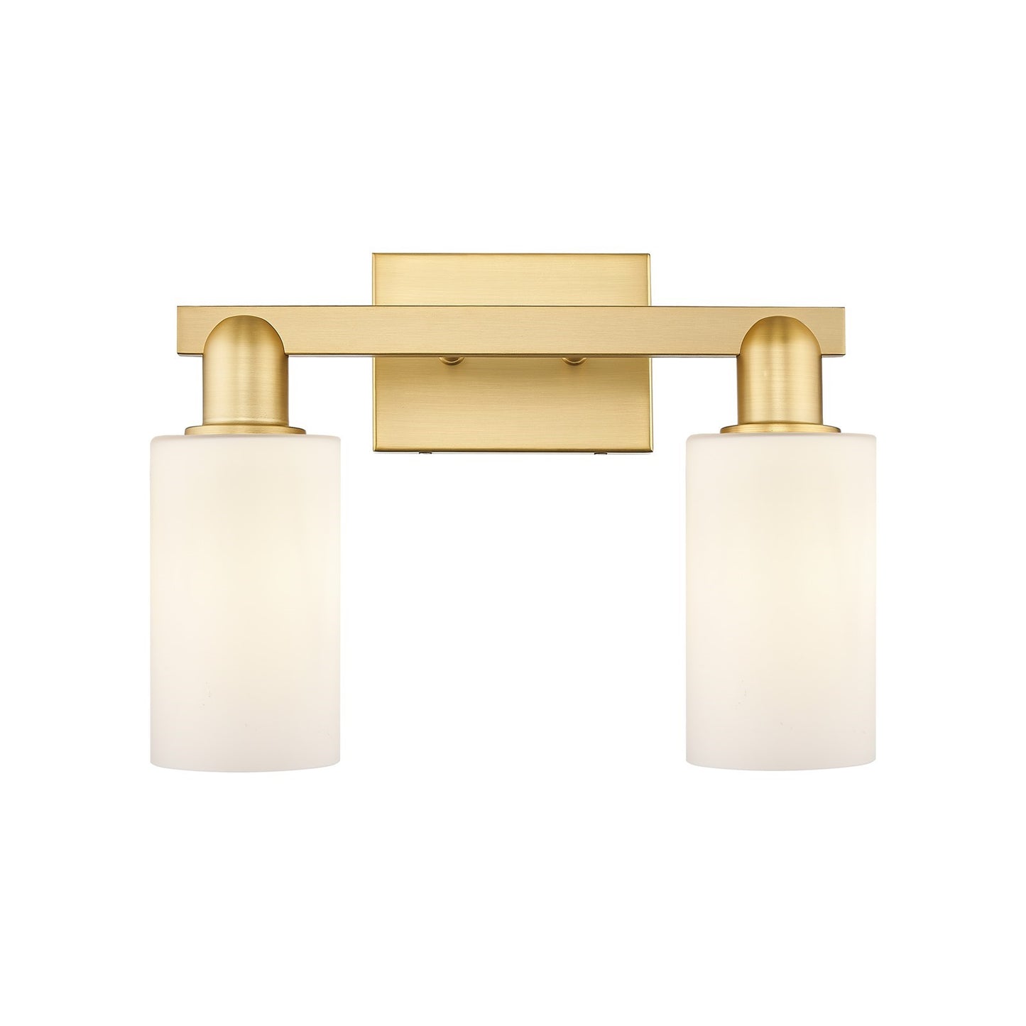 Innovations Clymer 15in 2-Light Bath Vanity Light | Industrial Satin Gold Steel and Matte White Glass | Bathroom Vanity | 14.88 x | Model 716-2W-SG-G801