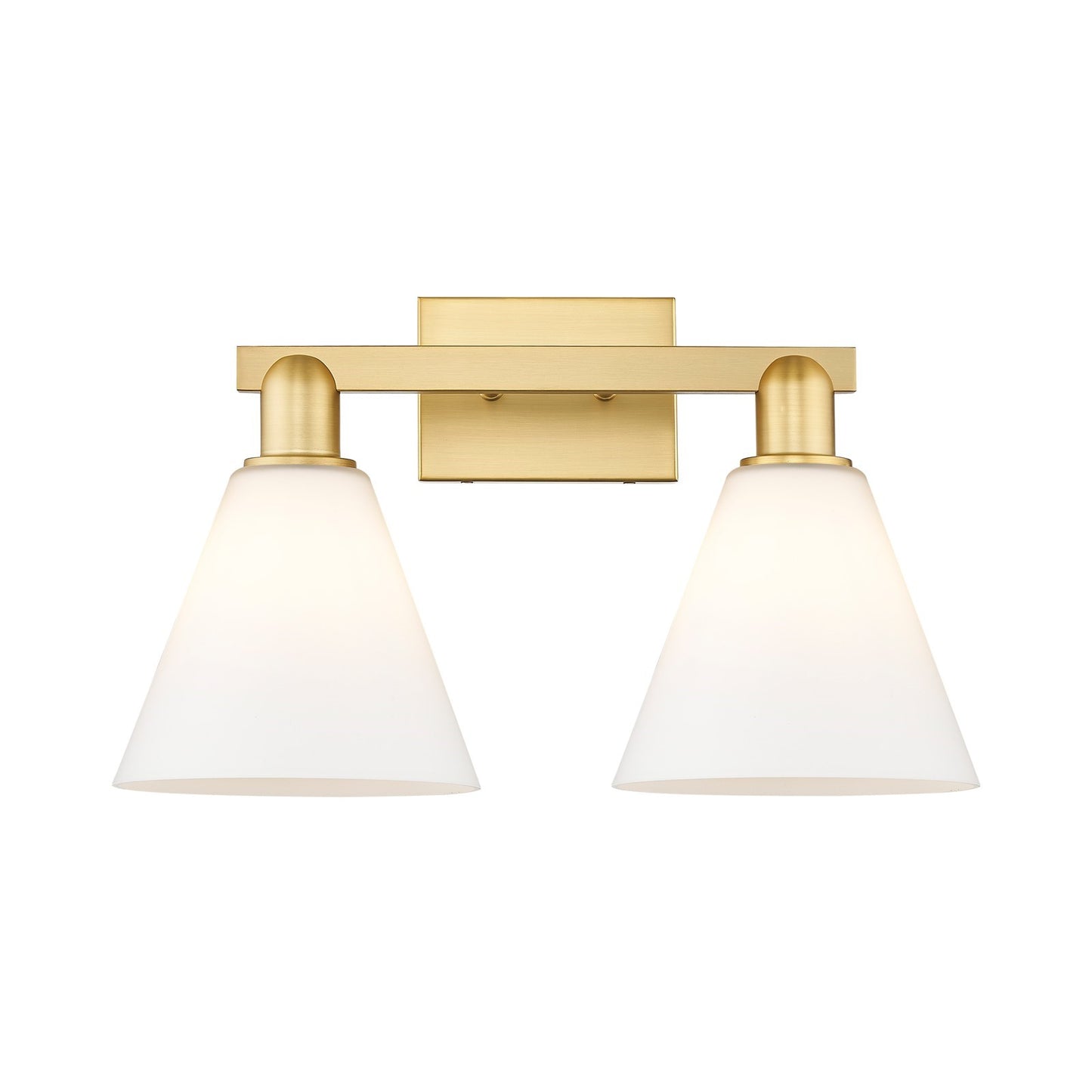 Innovations Berkshire Glass 19in 2-Light Bath Vanity | Industrial Satin Gold Steel and Matte White Glass | Bathroom & Entryway | Model 716-2W-SG-GBC-81