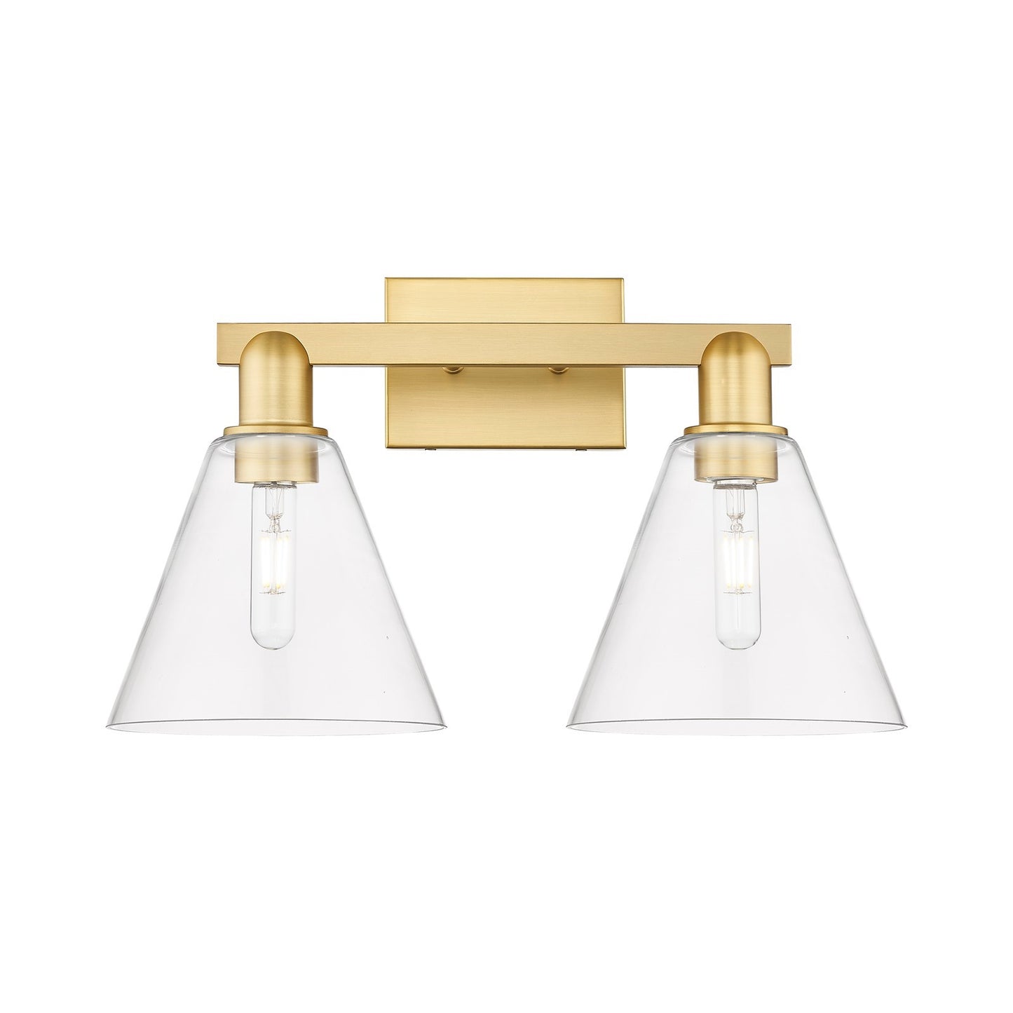 Innovations Berkshire Glass 19in 2-Light Bath Vanity | Industrial Satin Gold Steel and Clear Glass | Entryway & Hallway Accent | Model 716-2W-SG-GBC-82