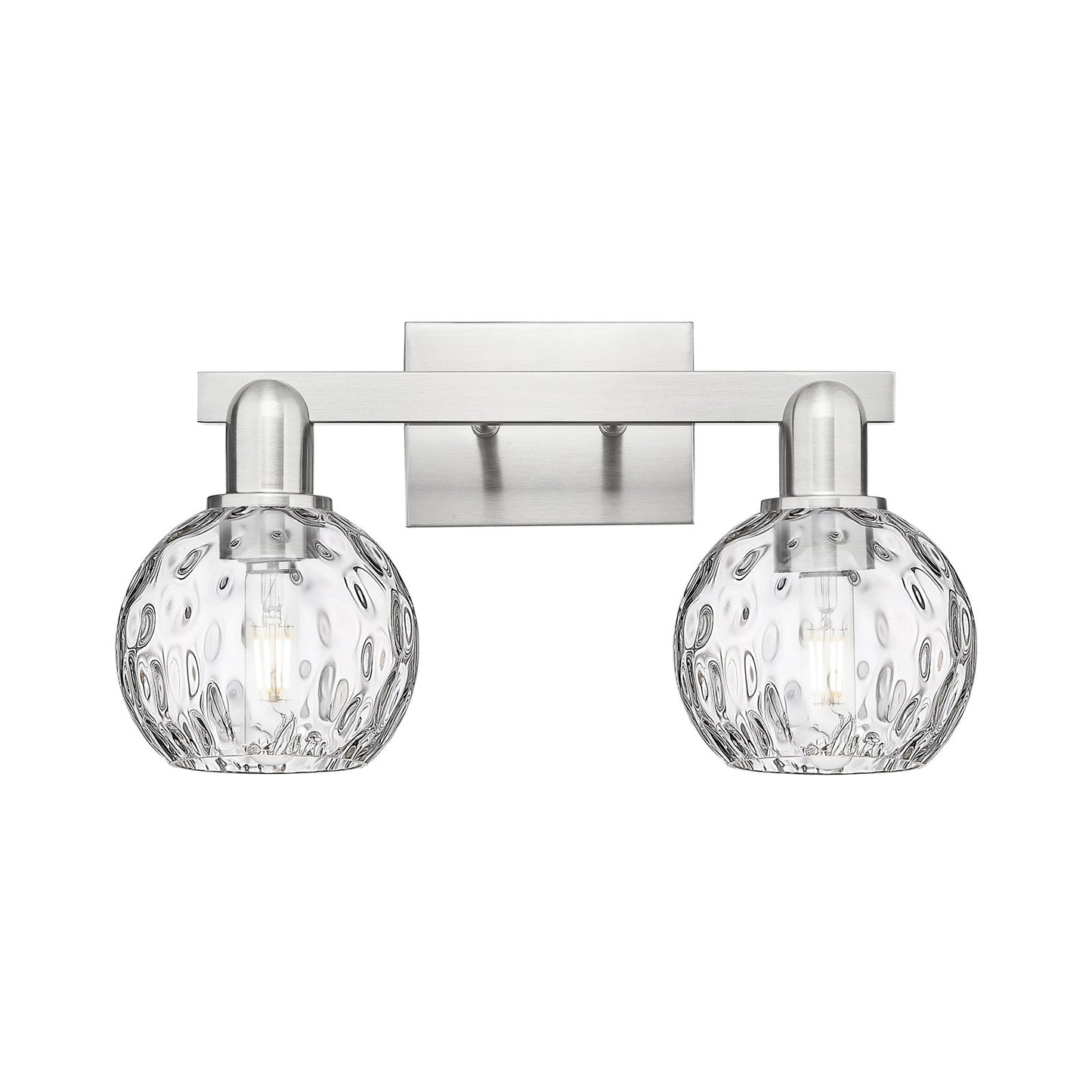 Innovations Athens Water Glass 17in 2-Light Bath Vanity Light | Industrial Brushed Satin Nickel and Clear Glass | Bathroom | Model 716-2W-SN-G1215-6