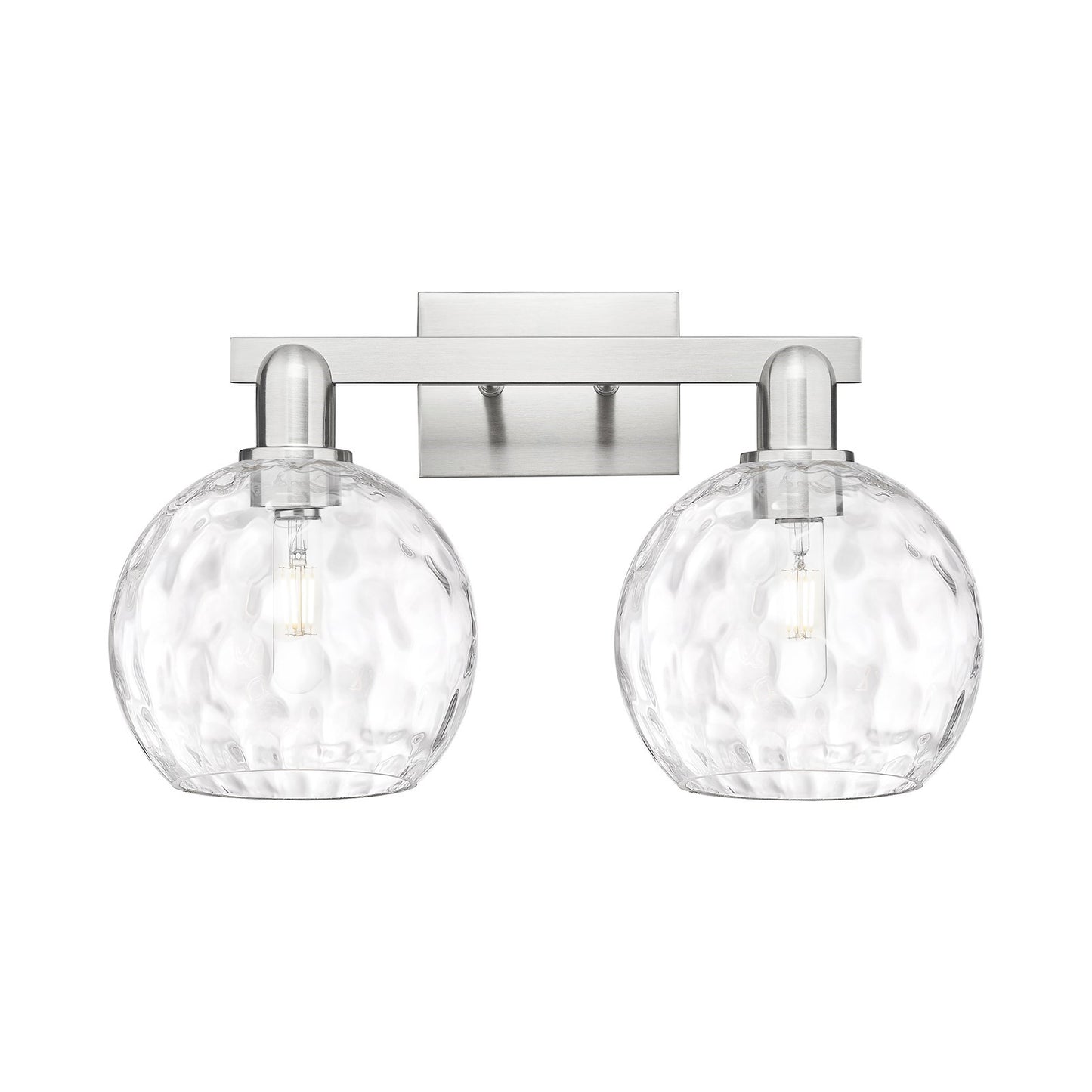 Innovations Athens Water Glass 19in 2-Light Bath Vanity Light | Industrial Brushed Satin Nickel and Clear Glass | Bathroom | Model 716-2W-SN-G1215-8