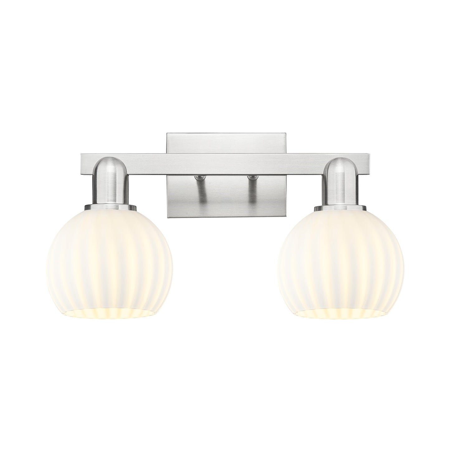 Innovations Lighting Arcadia 17in 2-Light Bath Vanity Light | Industrial Brushed Satin Nickel and White Venetian Glass | Model 716-2W-SN-G1217-6WV