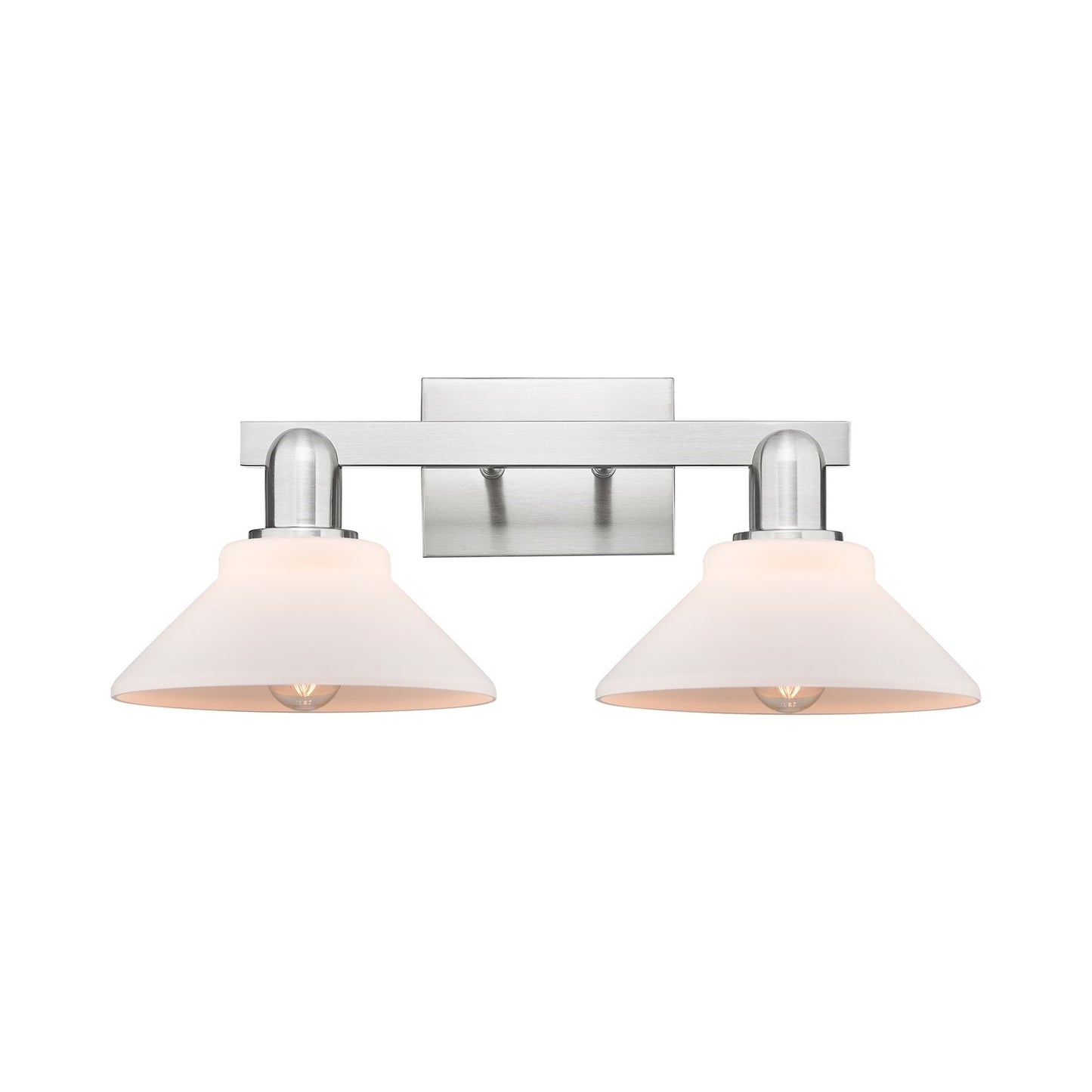 Innovations Orwell 19in 2-Light Bath Vanity Light | Industrial Brushed Satin Nickel and Matte White Glass | Bathroom Vanity | 19.38 | Model 716-2W-SN-G131