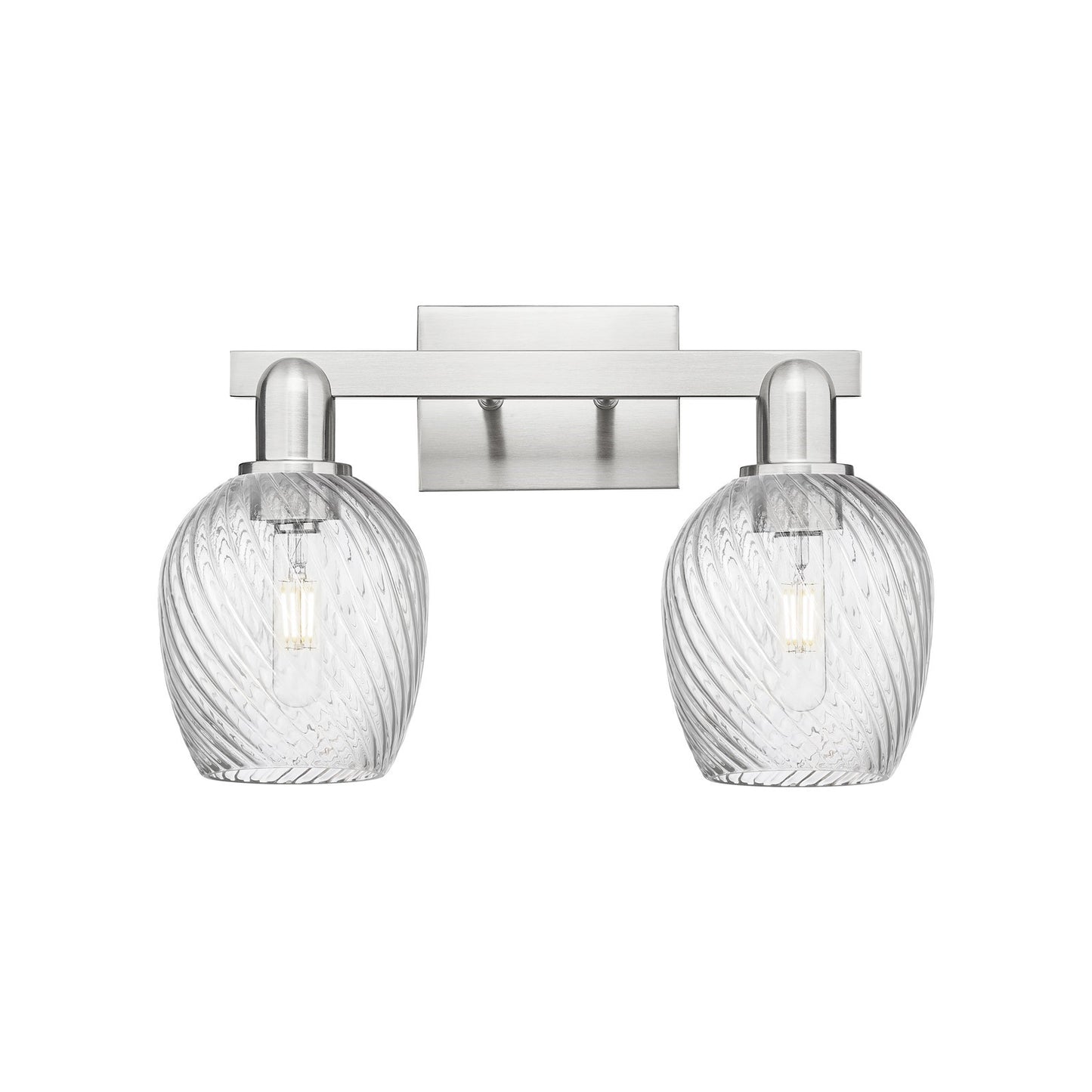 Innovations Salina 2-Light 17in Bath Vanity Light | Industrial Brushed Satin Nickel and Clear Spiral Fluted Glass | Bathroom Vanity | Model 716-2W-SN-G292