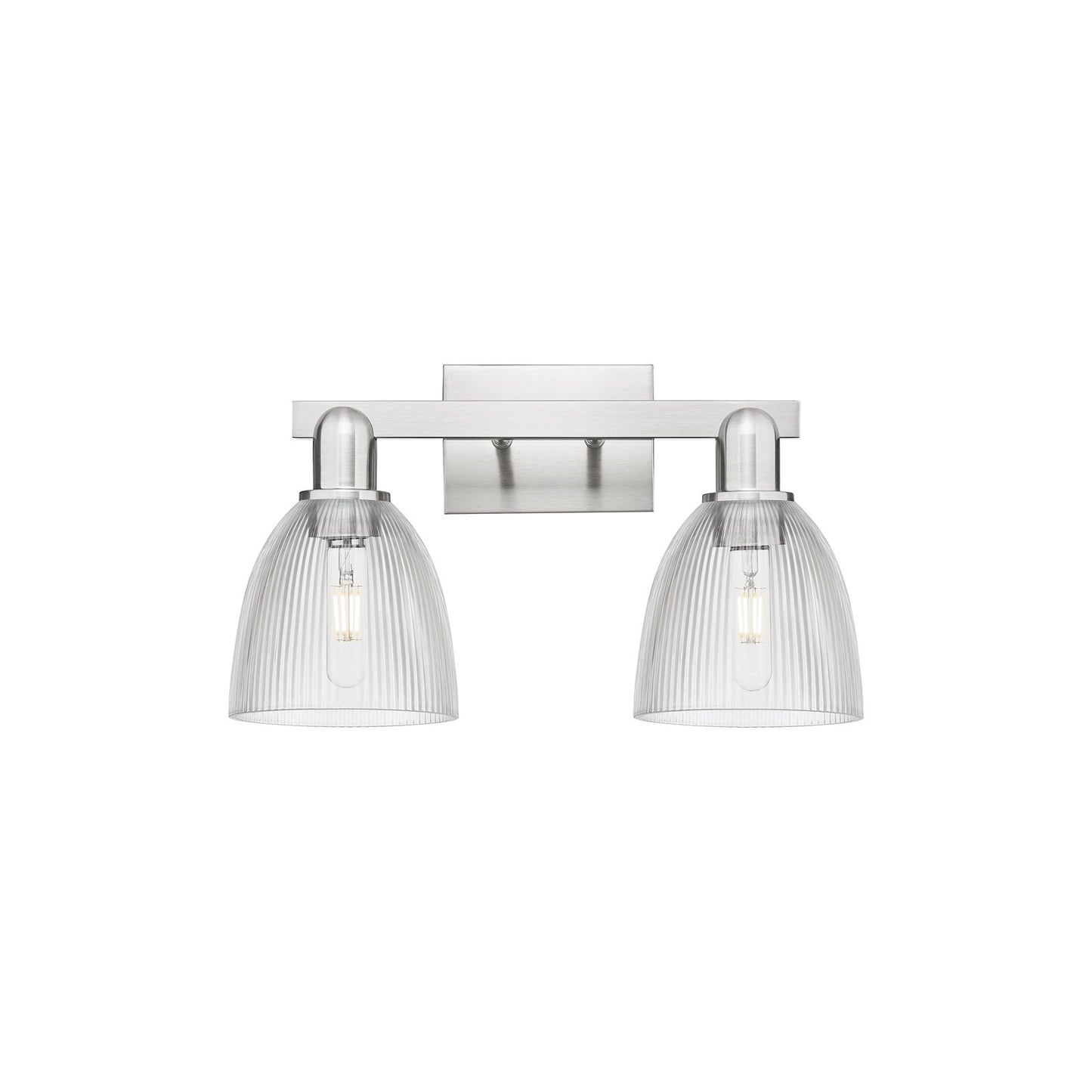 Innovations Castile 17in 2-Light Bath Vanity | Industrial Brushed Satin Nickel and Clear Glass | Bathroom Vanity Light | 17 x 10.75 | Model 716-2W-SN-G382