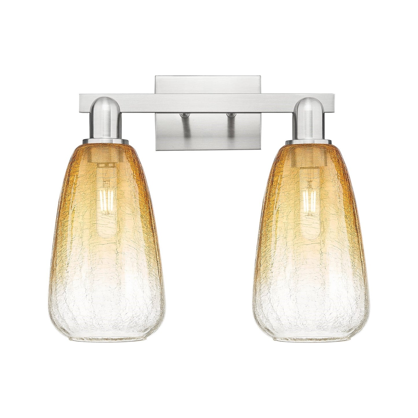 Innovations Brookhaven Almond 17in 2-Light Bath Vanity Light | Industrial Brushed Satin Nickel and Amber Glass | Bathroom | Model 716-2W-SN-G480-6AM