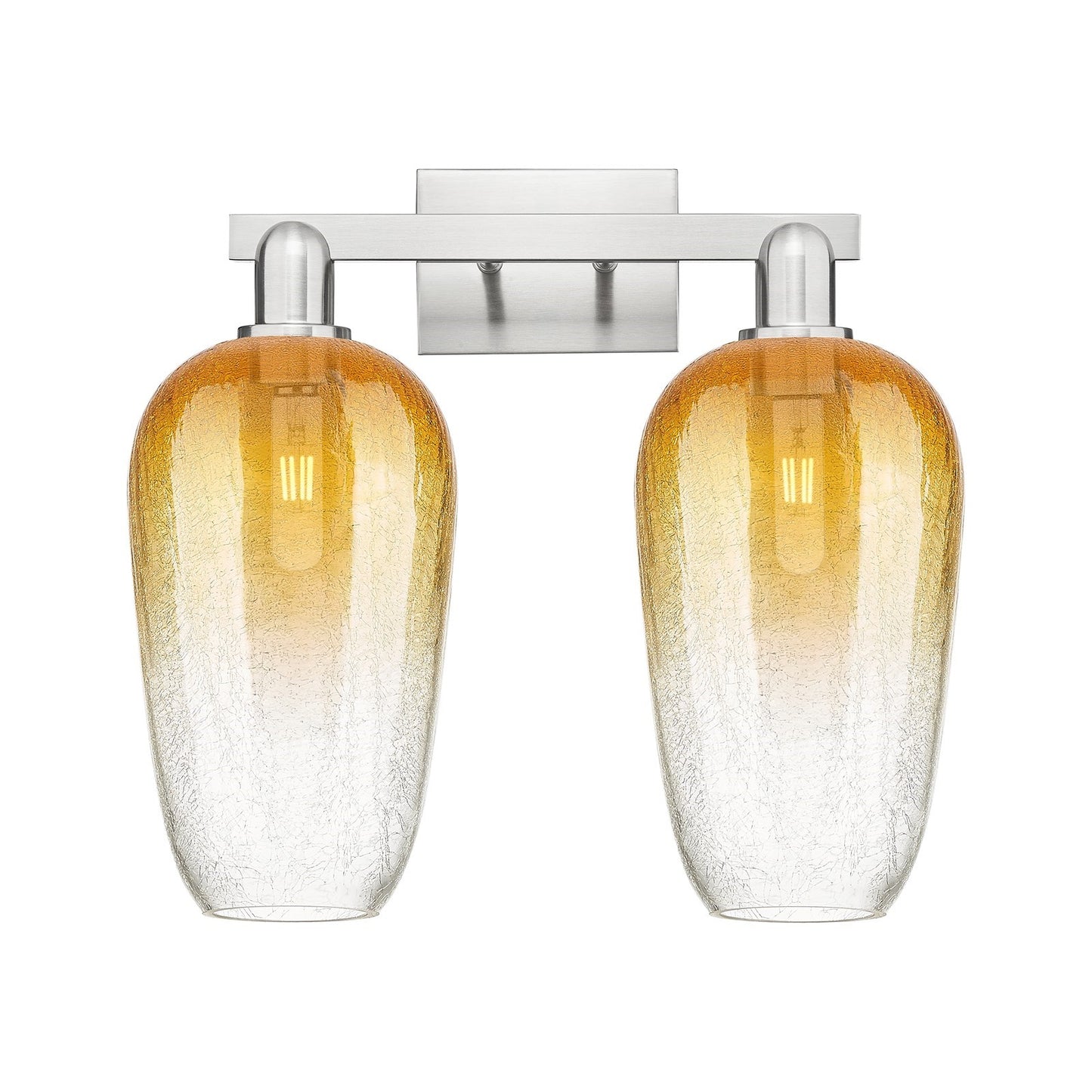 Innovations Brookhaven Flute 18in 2-Light Bath Vanity Light | Industrial Brushed Satin Nickel and Amber Glass | Bathroom Vanity | Model 716-2W-SN-G484-7AM