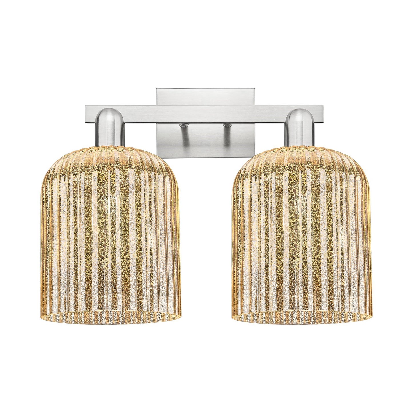 Innovations Bridal Veil 19in 2-Light Bath Vanity Light | Industrial Brushed Satin Nickel and Mercury Ribbed Glass | Bathroom | Model 716-2W-SN-G559-8ME
