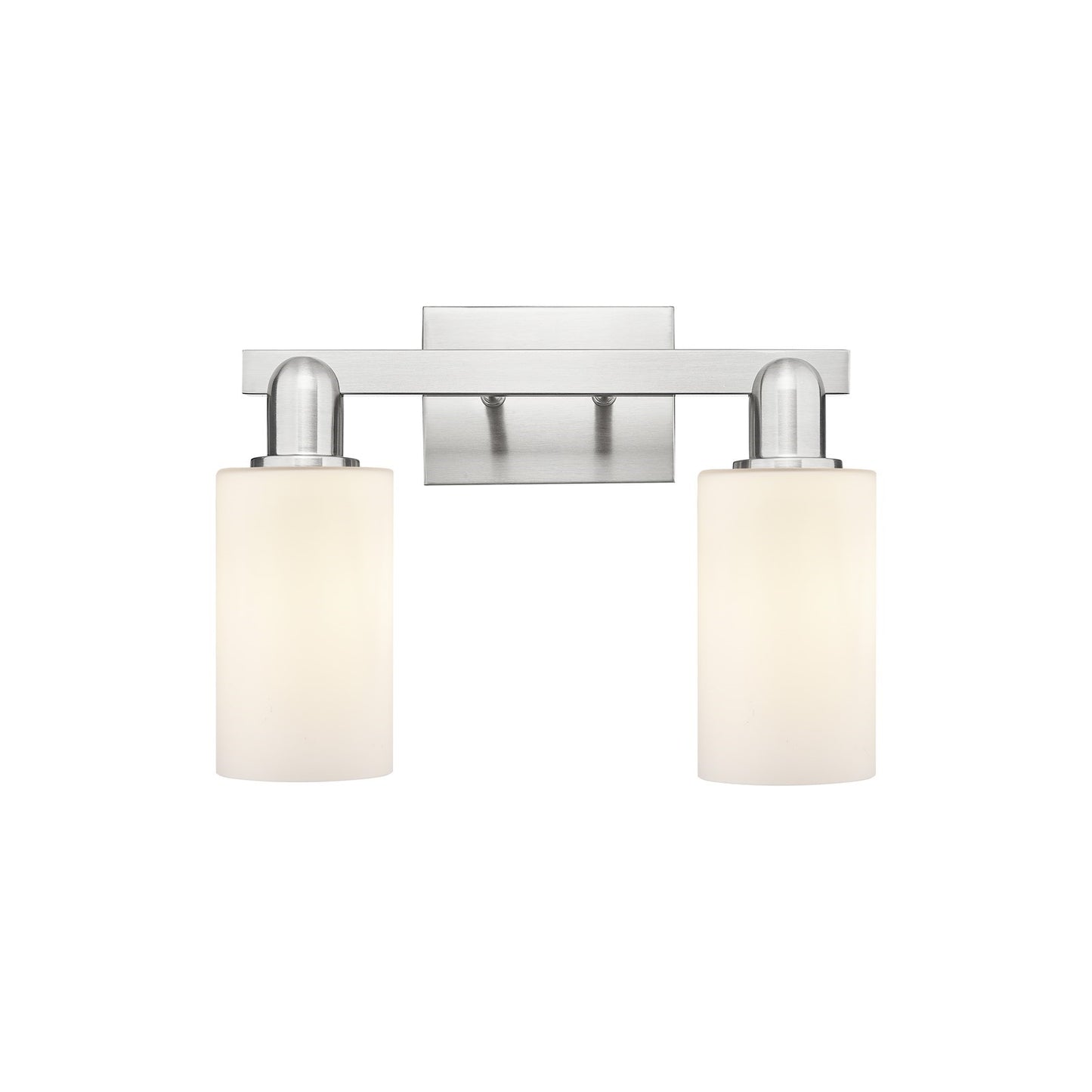 Innovations Clymer 15in 2-Light Bath Vanity Light | Industrial Brushed Satin Nickel and Matte White Glass | Bathroom Vanity | 14.88 | Model 716-2W-SN-G801