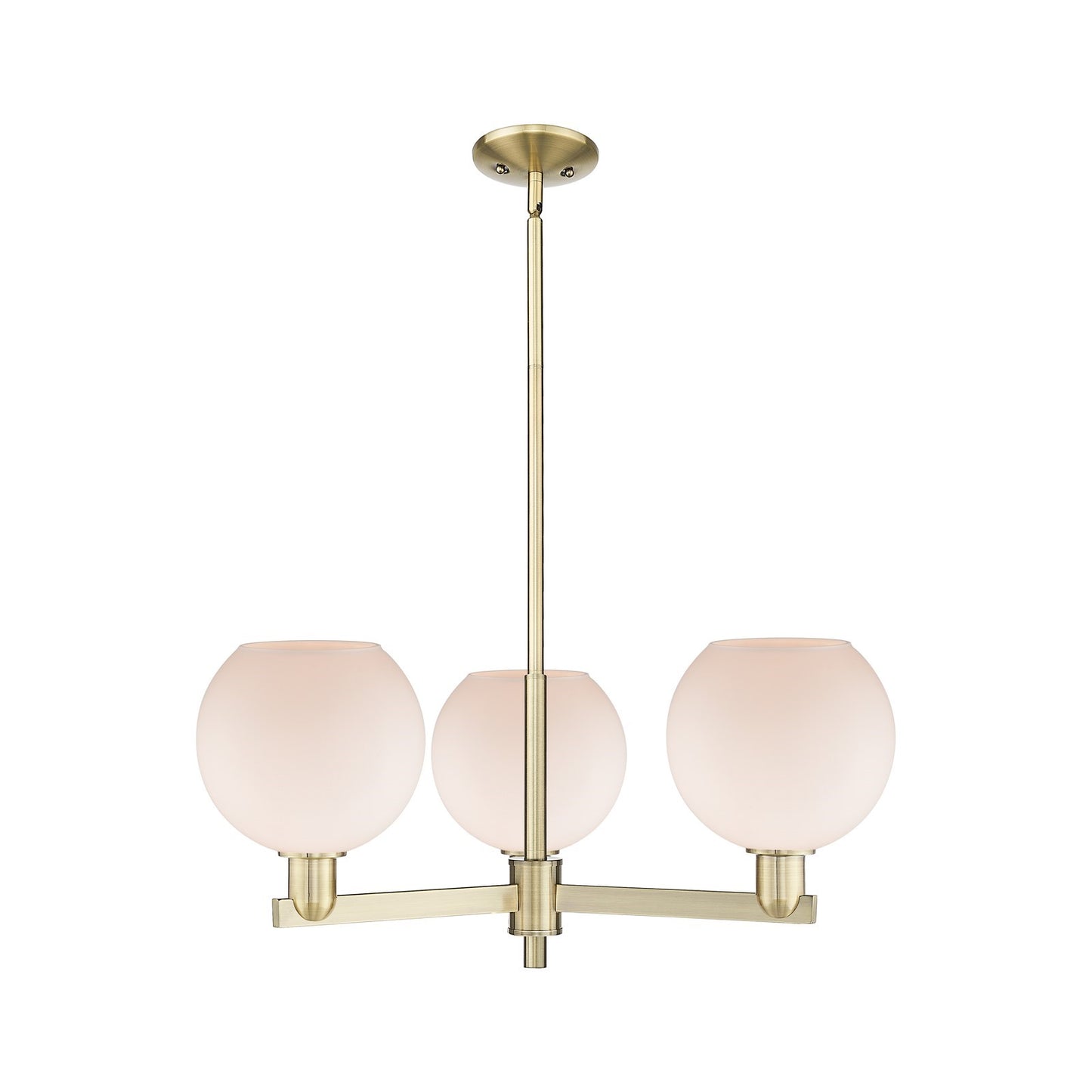 Innovations Athens 30in 3-Light Pendant | Industrial Antique Brass Steel and Matte White Glass | Kitchen Island & Dining Room | Model 716-3CR-AB-G121-8