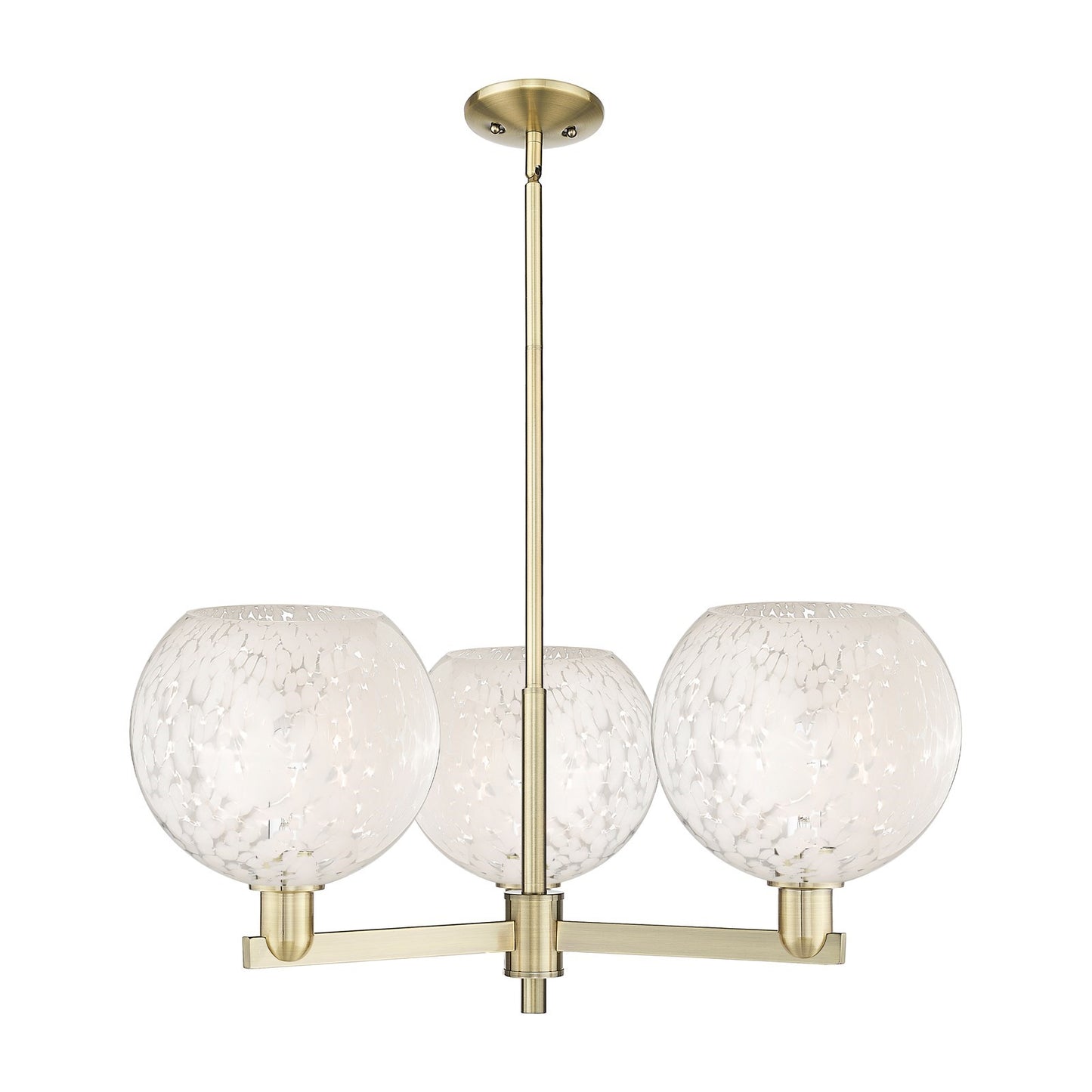 Innovations Lighting Arcadia 32in 3-Light Pendant | Industrial Antique Brass Steel and White Mouchette Glass | Kitchen | Model 716-3CR-AB-G1216-10WM