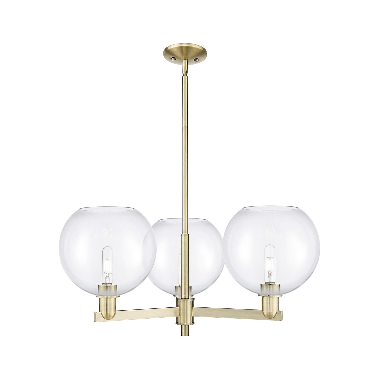 Innovations Athens 32in 3-Light Pendant | Industrial Antique Brass Steel and Clear Glass | Kitchen Island & Dining Room | 31.75 | Model 716-3CR-AB-G122-10