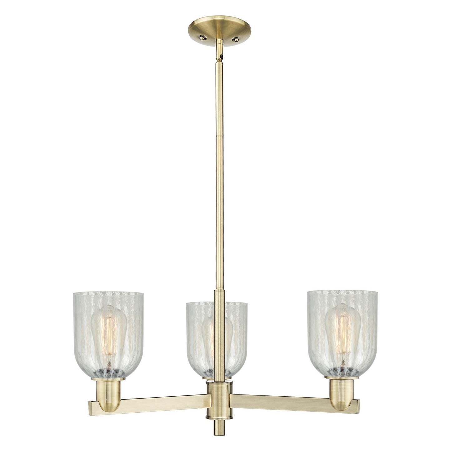 Innovations Caledonia 27in 3-Light Pendant | Industrial Antique Brass Steel and Mouchette Glass | Kitchen Island & Dining Room | Model 716-3CR-AB-G2511