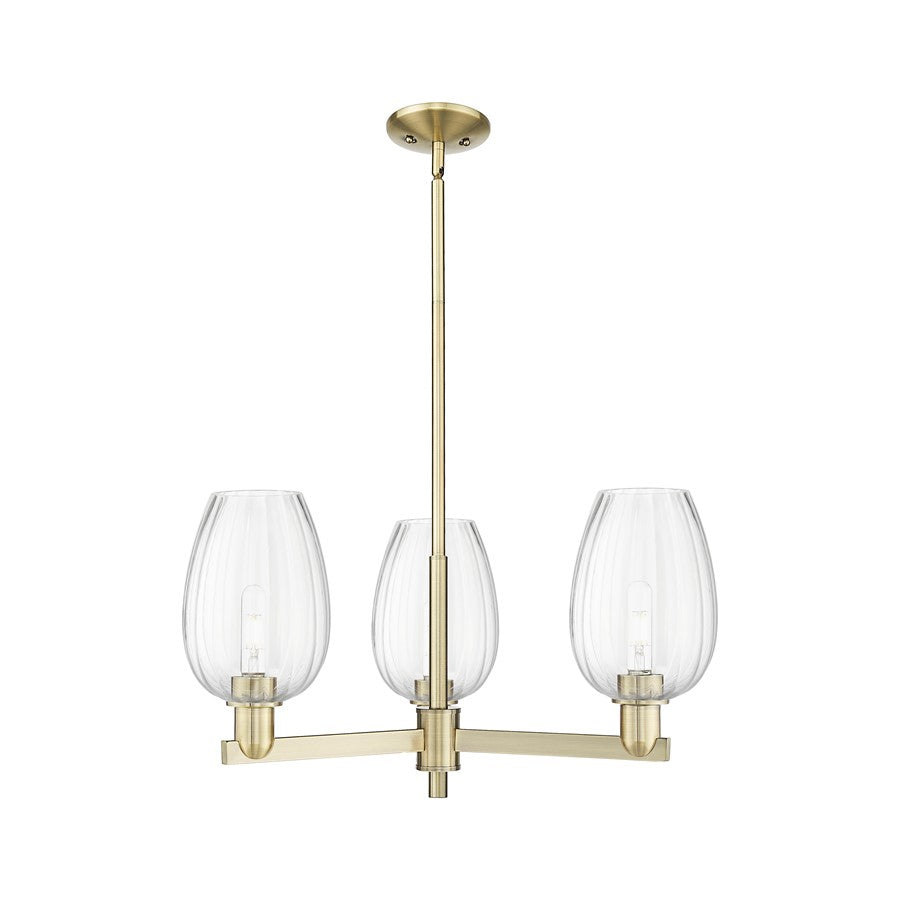 Innovations Preston 3Lt 18" Flute Stem Chandelier, AB/CL - 716-3CR-AB-G457-6CL