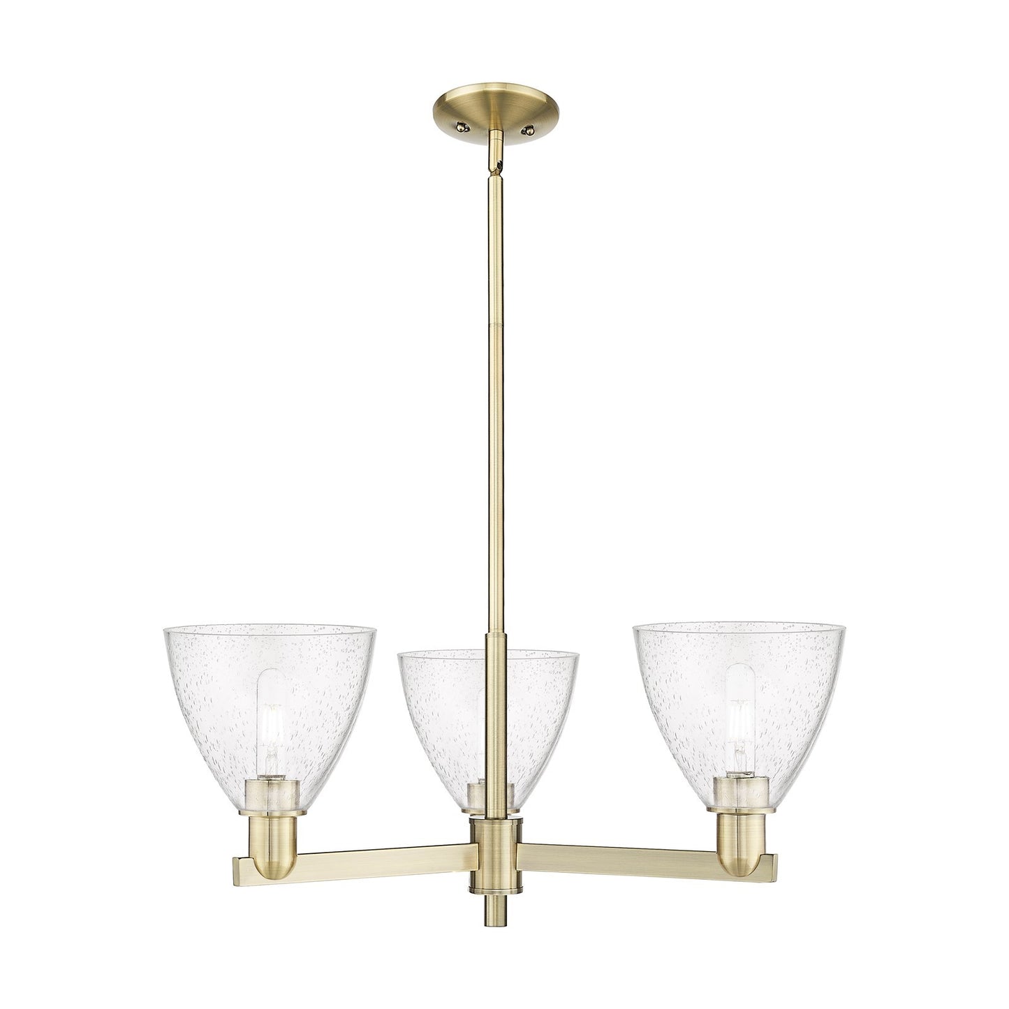 Innovations Bristol 29in 3-Light Pendant | Industrial Antique Brass Steel and Seedy Glass Dome | Kitchen Island & Dining Room | Model 716-3CR-AB-GBD-754