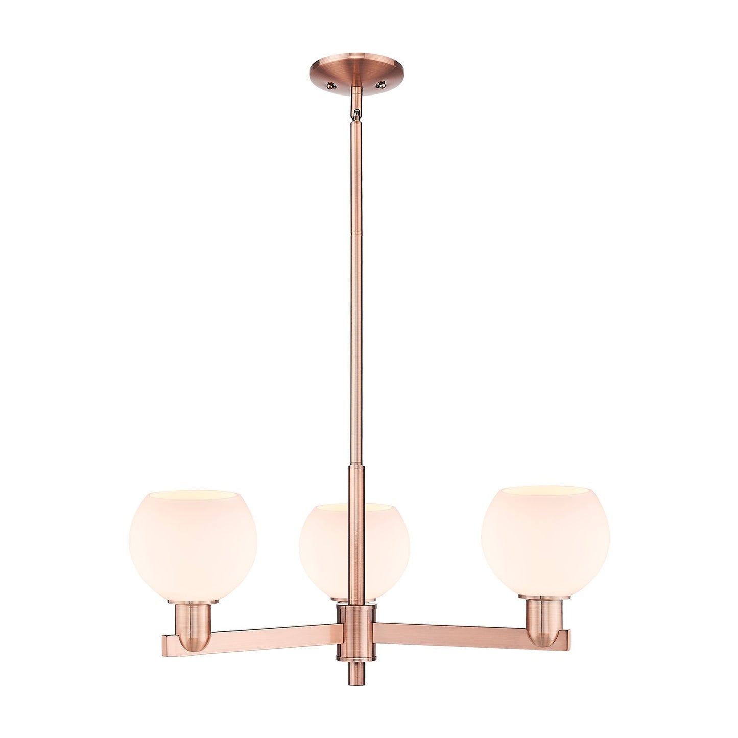 Innovations Athens 28in 3-Light Pendant | Industrial Antique Copper Steel and Matte White Glass | Kitchen Island & Dining Room | Model 716-3CR-AC-G121-6