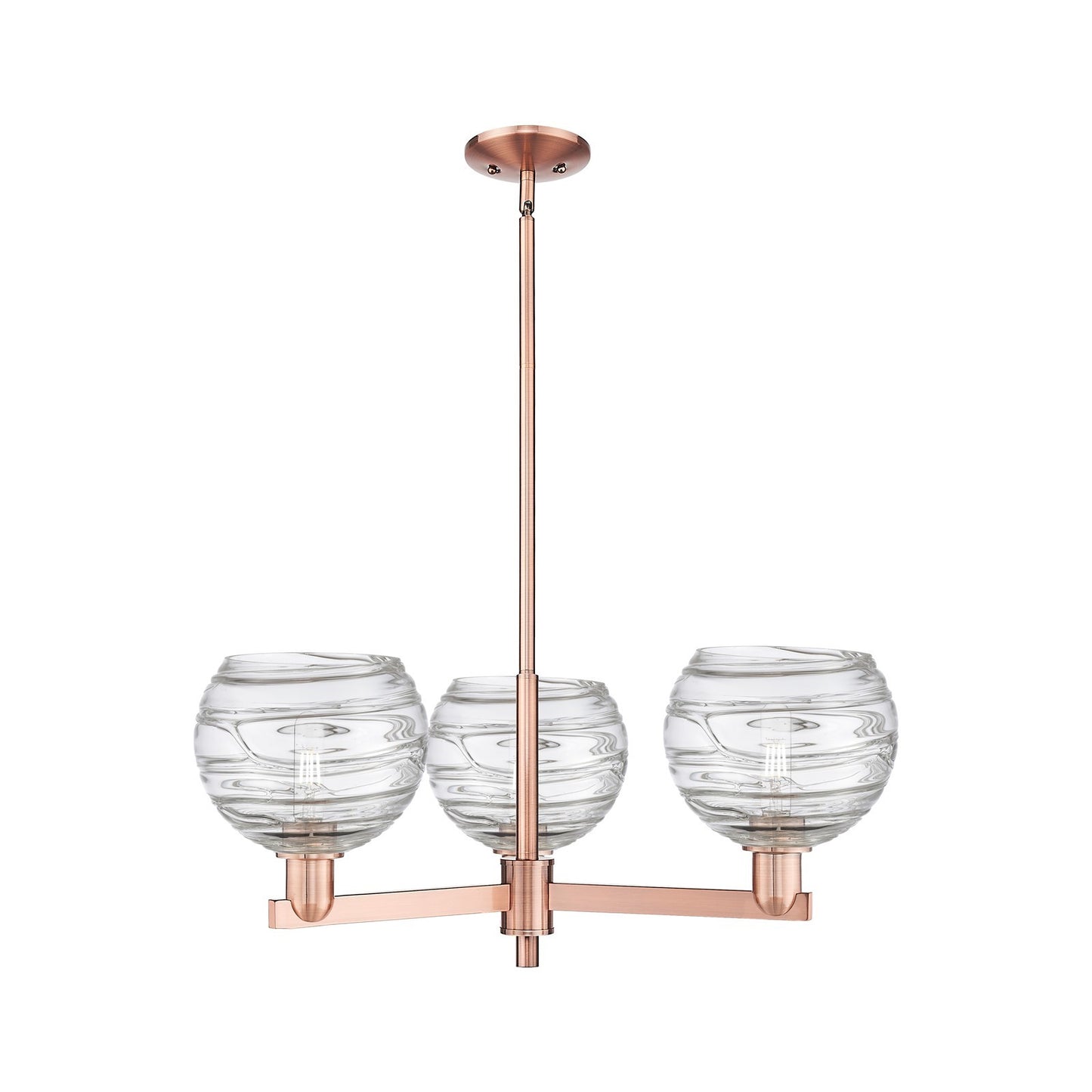 Innovations Athens Deco Swirl 30in 3-Light Pendant | Industrial Antique Copper Steel and Clear Glass | Kitchen Island & | Model 716-3CR-AC-G1213-8CL
