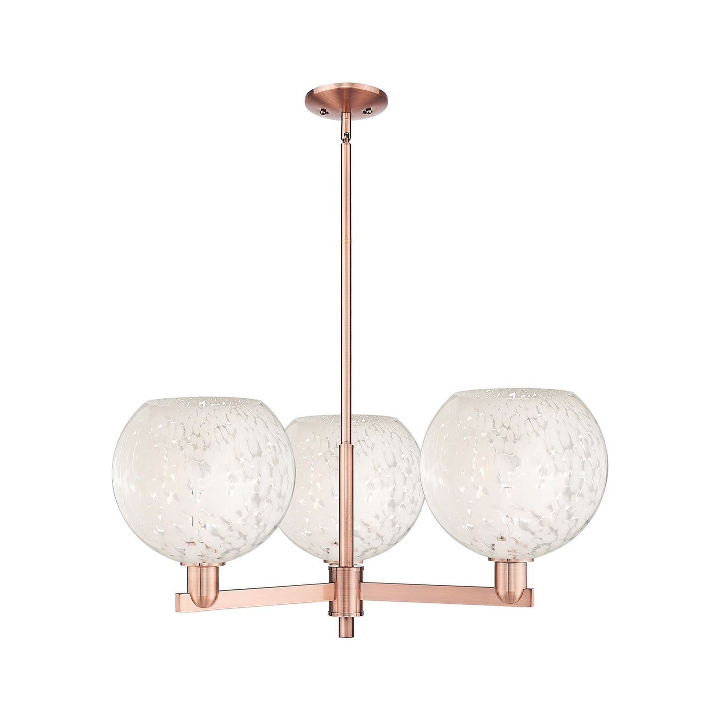 Innovations Lighting Arcadia 32in 3-Light Pendant | Industrial Antique Copper Steel and White Mouchette Glass | Kitchen | Model 716-3CR-AC-G1216-10WM