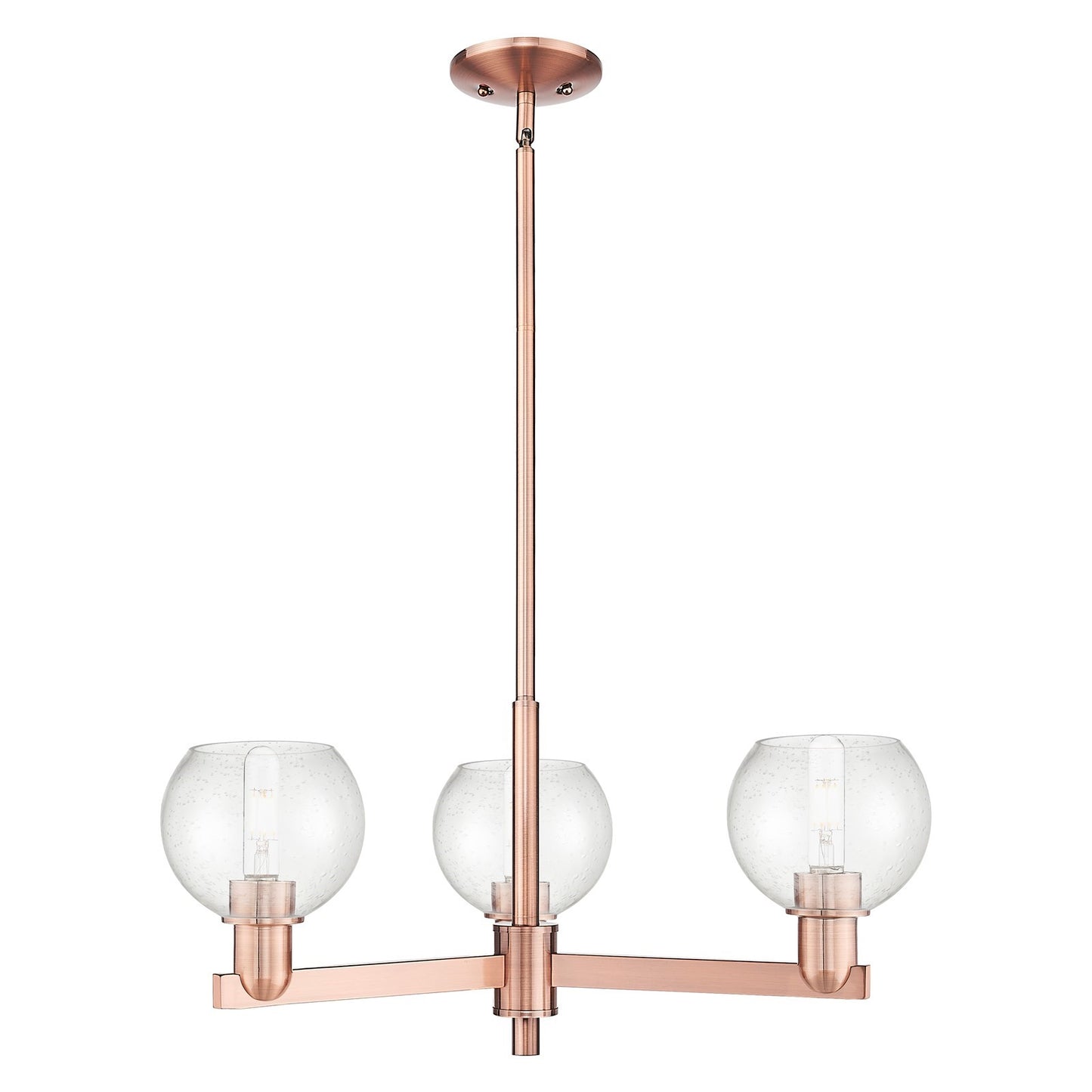 Innovations Athens 28in 3-Light Pendant | Industrial Antique Copper Steel and Seedy Glass | Kitchen Island & Dining Room | 27.62 | Model 716-3CR-AC-G124-6