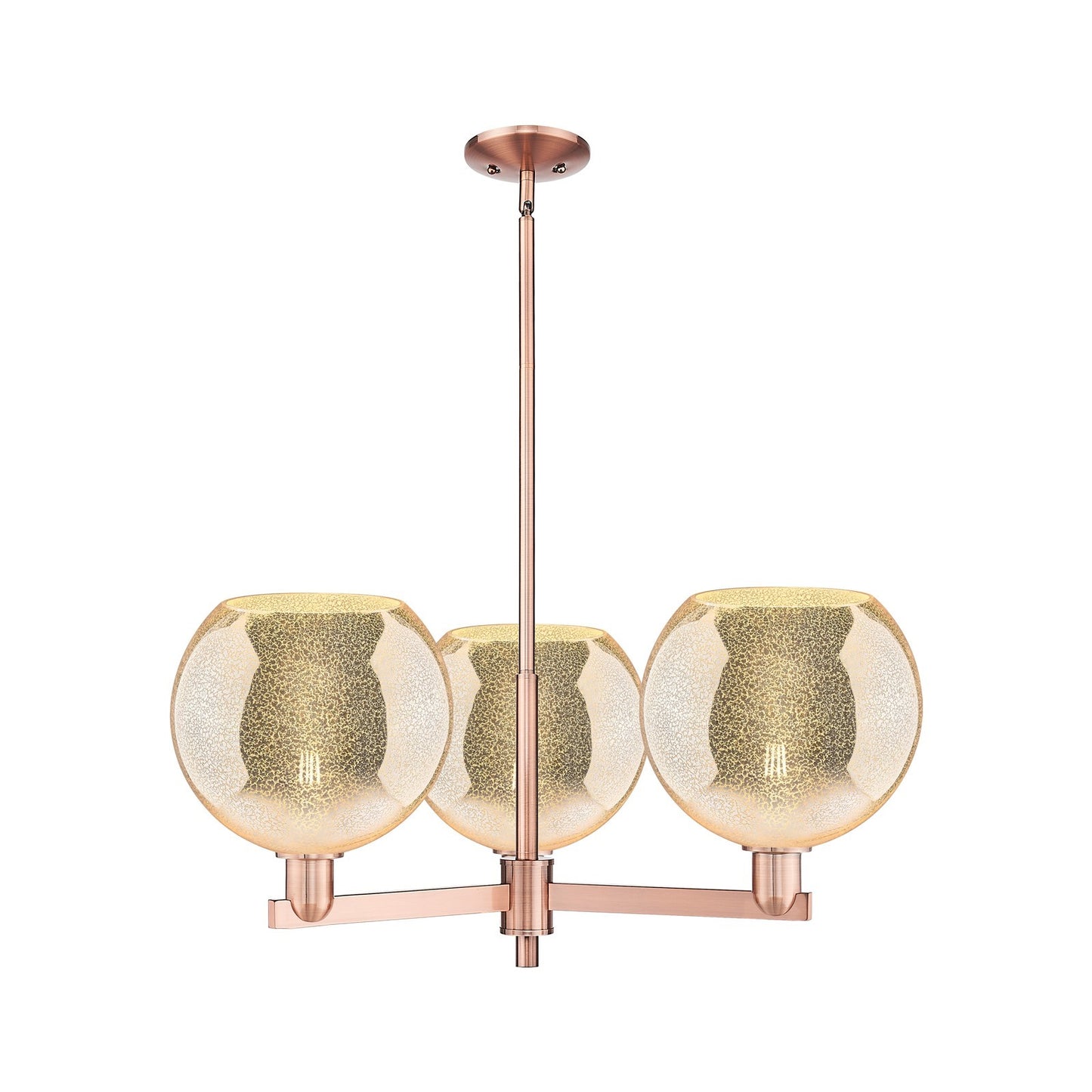 Innovations Athens 32in 3-Light Pendant | Industrial Antique Copper Steel and Mercury Glass | Kitchen Island & Dining Room | Model 716-3CR-AC-G128-10