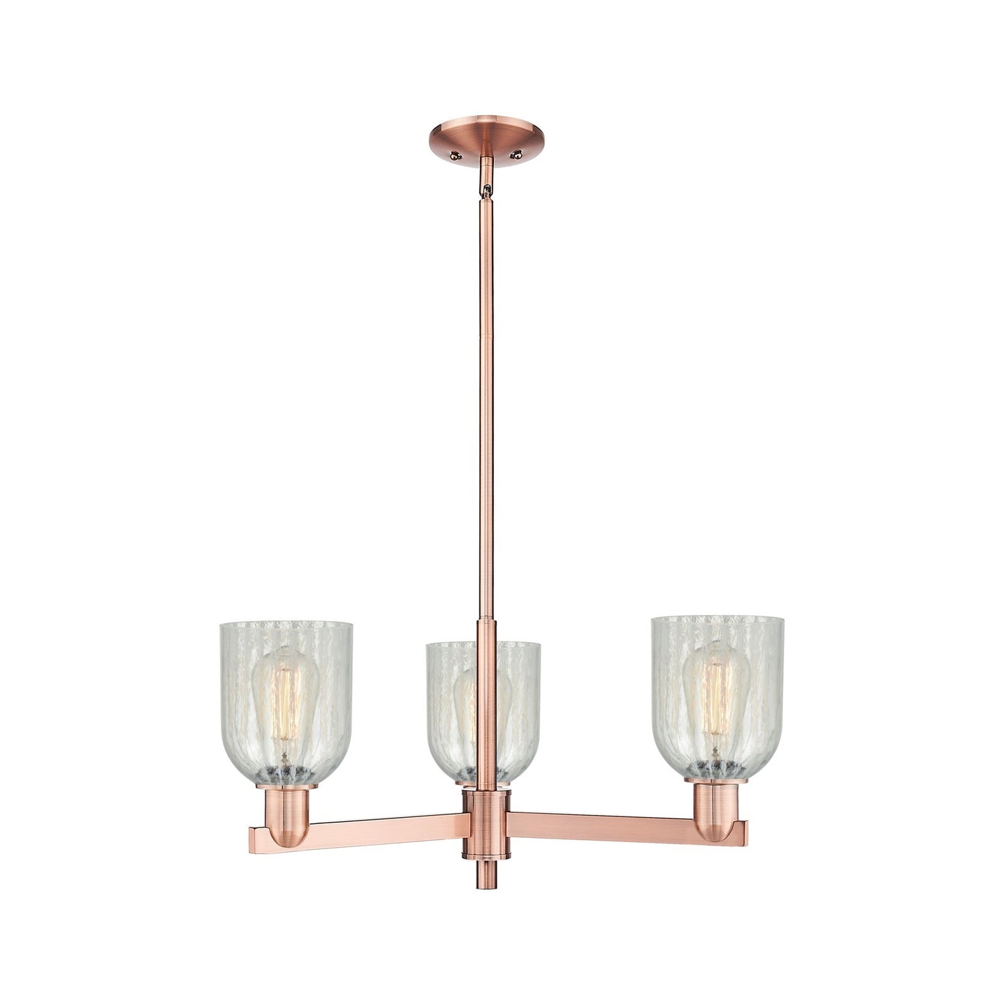 Innovations Caledonia 27in 3-Light Pendant | Industrial Antique Copper Steel and Mouchette Glass | Kitchen Island & Dining Room | Model 716-3CR-AC-G2511