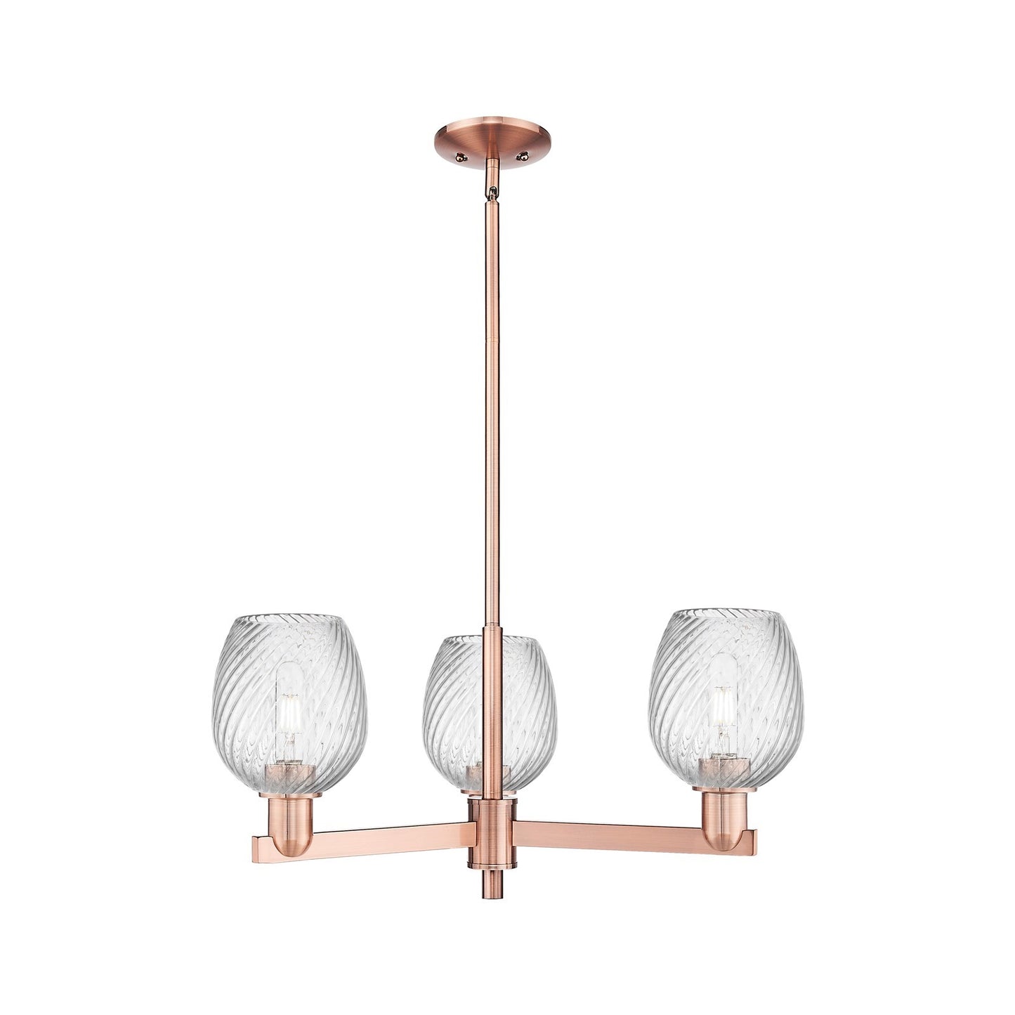 Innovations Salina 28in 3-Light Pendant | Industrial Antique Copper Steel and Clear Spiral Fluted Glass | Kitchen Island & Dining | Model 716-3CR-AC-G292