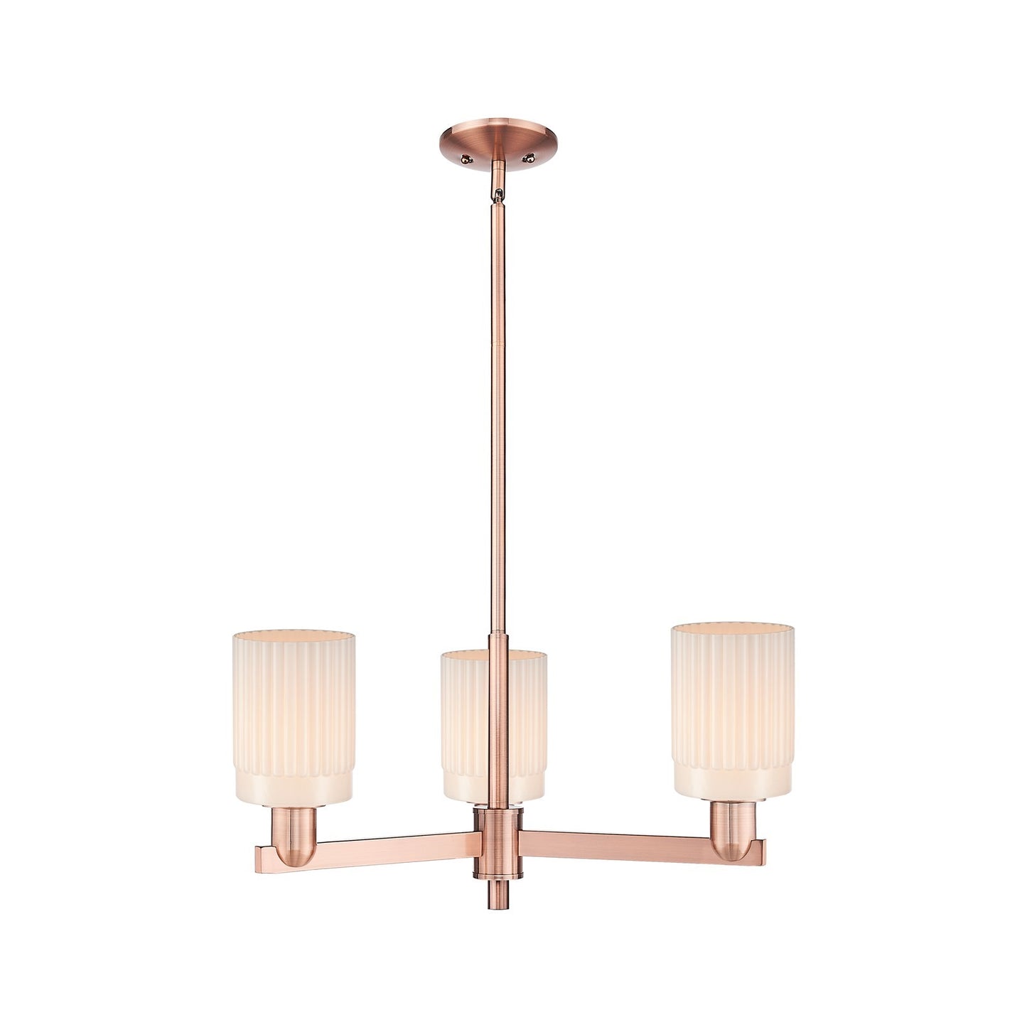 Innovations Hadley 26in 3-Light Pendant | Industrial Antique Copper Steel and Matte White Ribbed Glass | Kitchen Island & Dining | Model 716-3CR-AC-G341