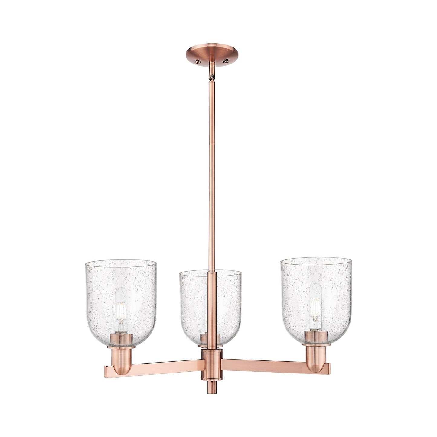 Innovations Bella 27in 3-Light Pendant | Industrial Antique Copper Steel and Seedy Glass | Kitchen Island & Dining Room | Model 716-3CR-AC-G558-6SDY