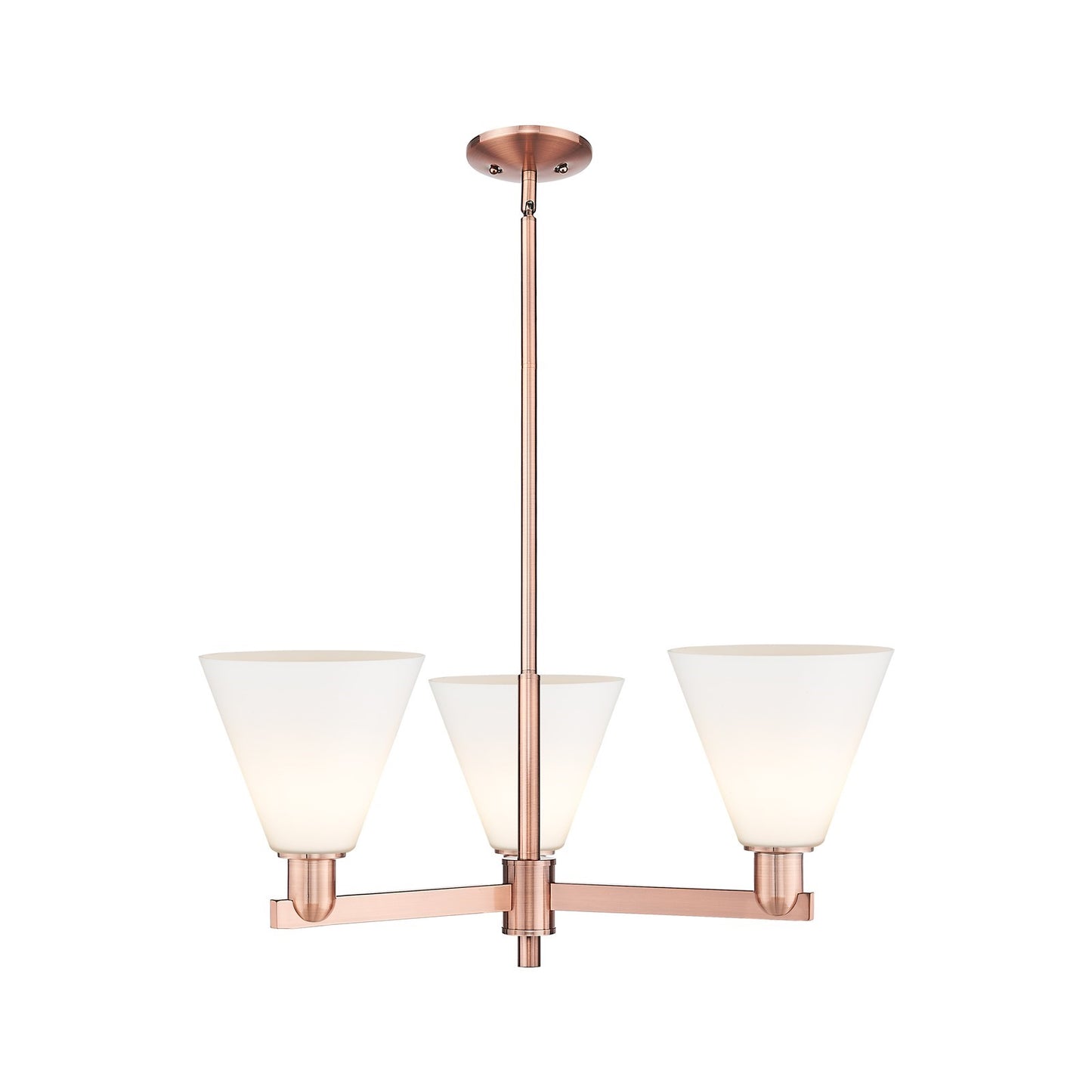 Innovations Berkshire Glass 30in 3-Light Pendant | Industrial Antique Copper Steel and Matte White Glass | Kitchen Island & | Model 716-3CR-AC-GBC-81