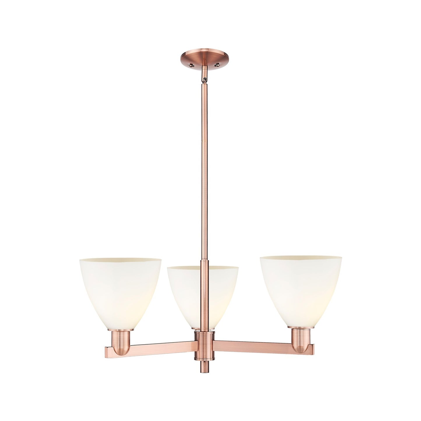 Innovations Bristol 29in 3-Light Pendant | Industrial Antique Copper Steel and Matte White Glass | Kitchen Island & Dining Room | Model 716-3CR-AC-GBD-751