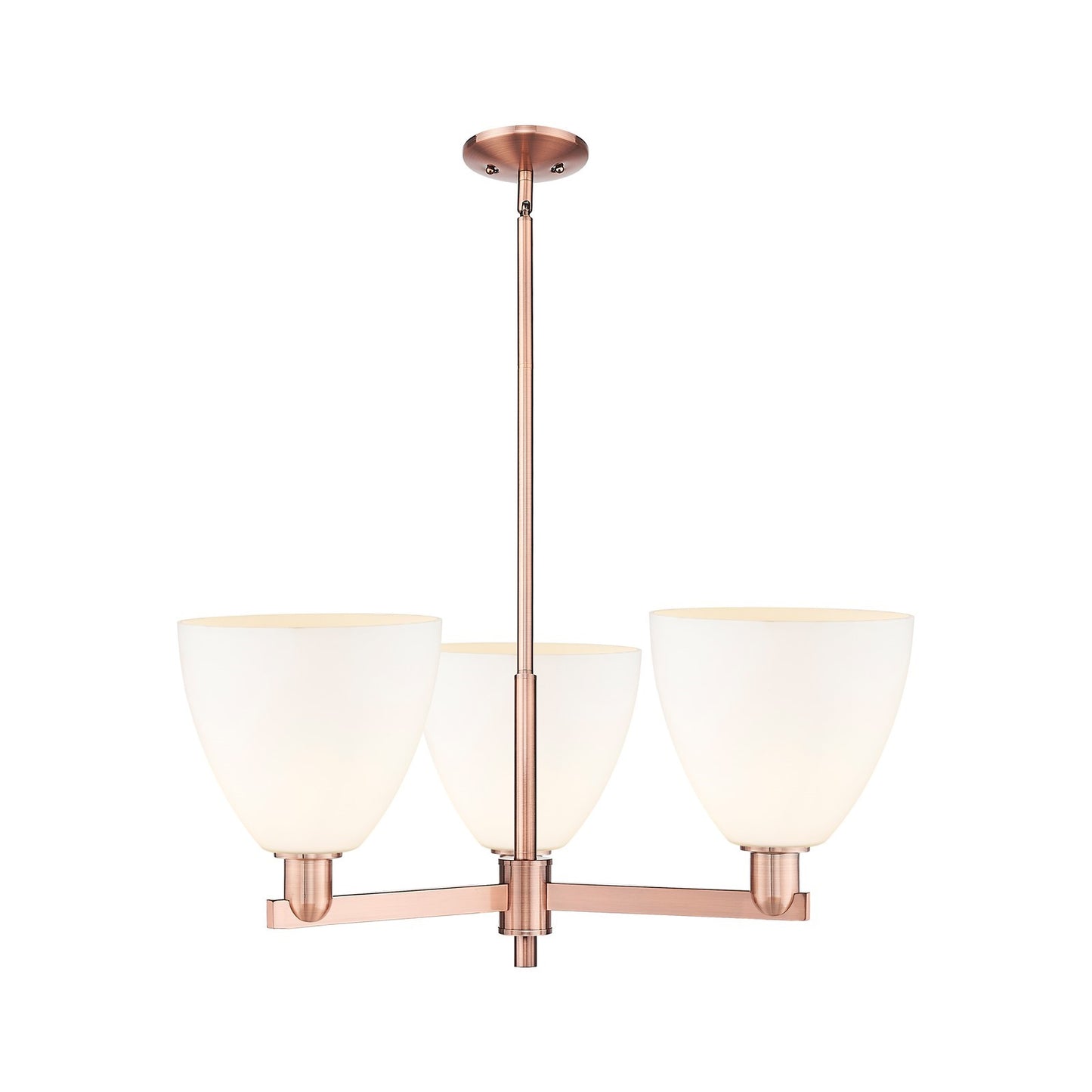 Innovations Bristol 31in 3-Light Pendant | Industrial Antique Copper Steel and Matte White Glass | Kitchen Island & Dining Room | Model 716-3CR-AC-GBD-91