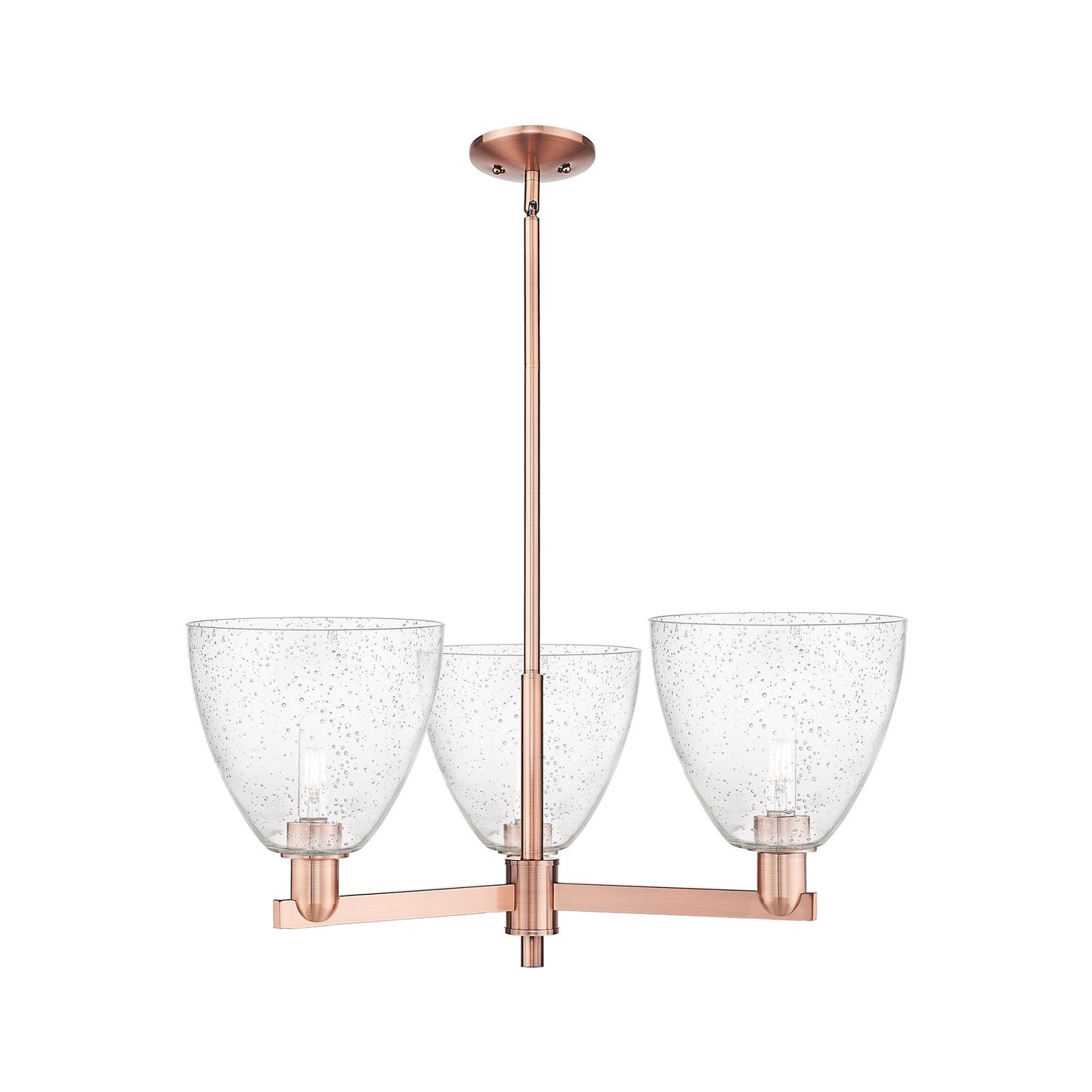 Innovations Bristol 31in 3-Light Pendant | Industrial Antique Copper Steel and Seedy Glass | Kitchen Island & Dining Room | Model 716-3CR-AC-GBD-94