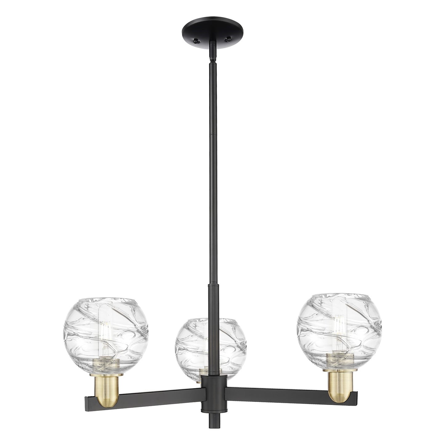 Innovations Athens Deco Swirl 27.62in 3-Light Pendant | Industrial Black Antique Brass Steel and Clear Glass | Kitchen | Model 716-3CR-BAB-G1213-6CL