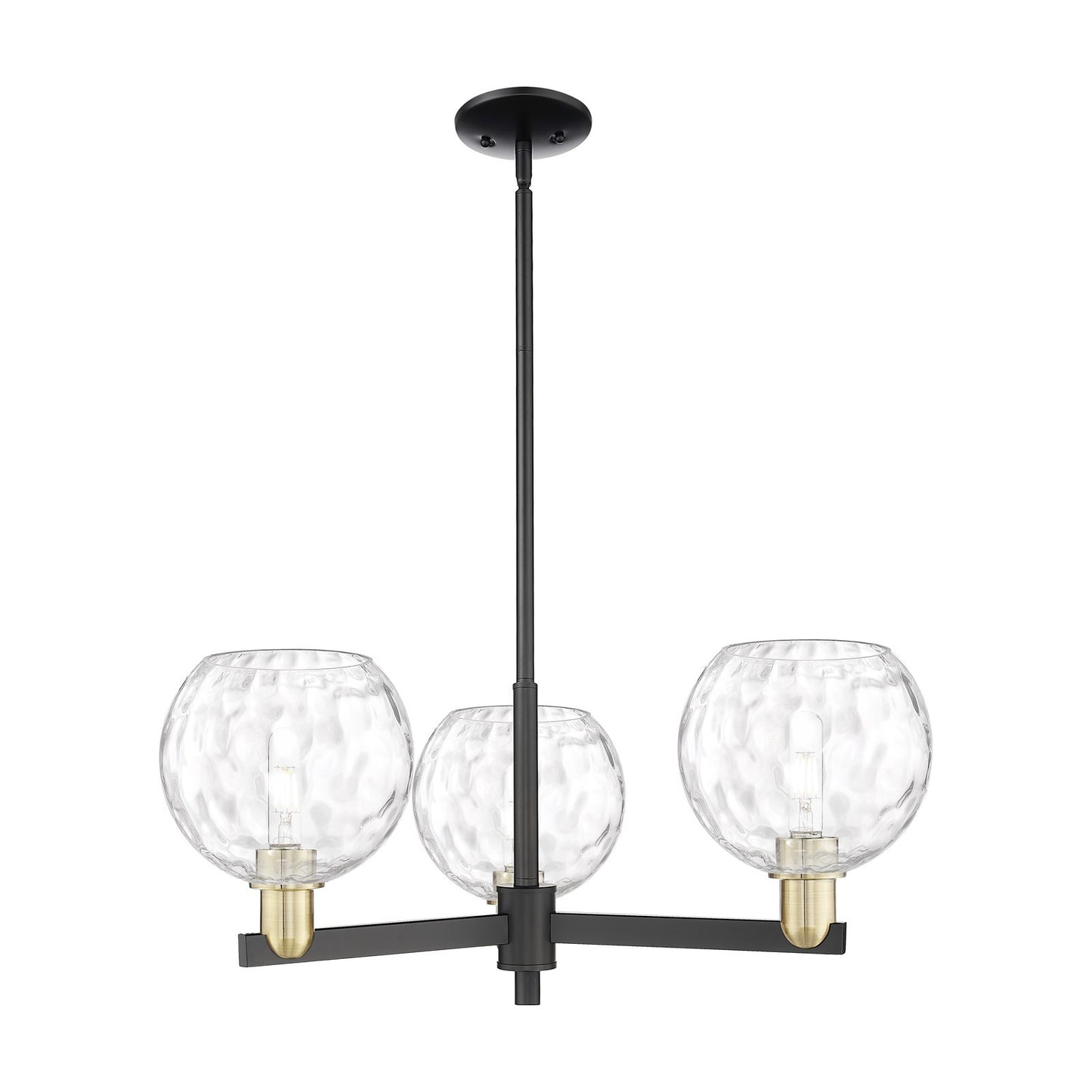 Innovations Athens Water Glass 30in 3-Light Pendant | Industrial Black Antique Brass Steel and Clear Glass | Kitchen Island & | Model 716-3CR-BAB-G1215-8
