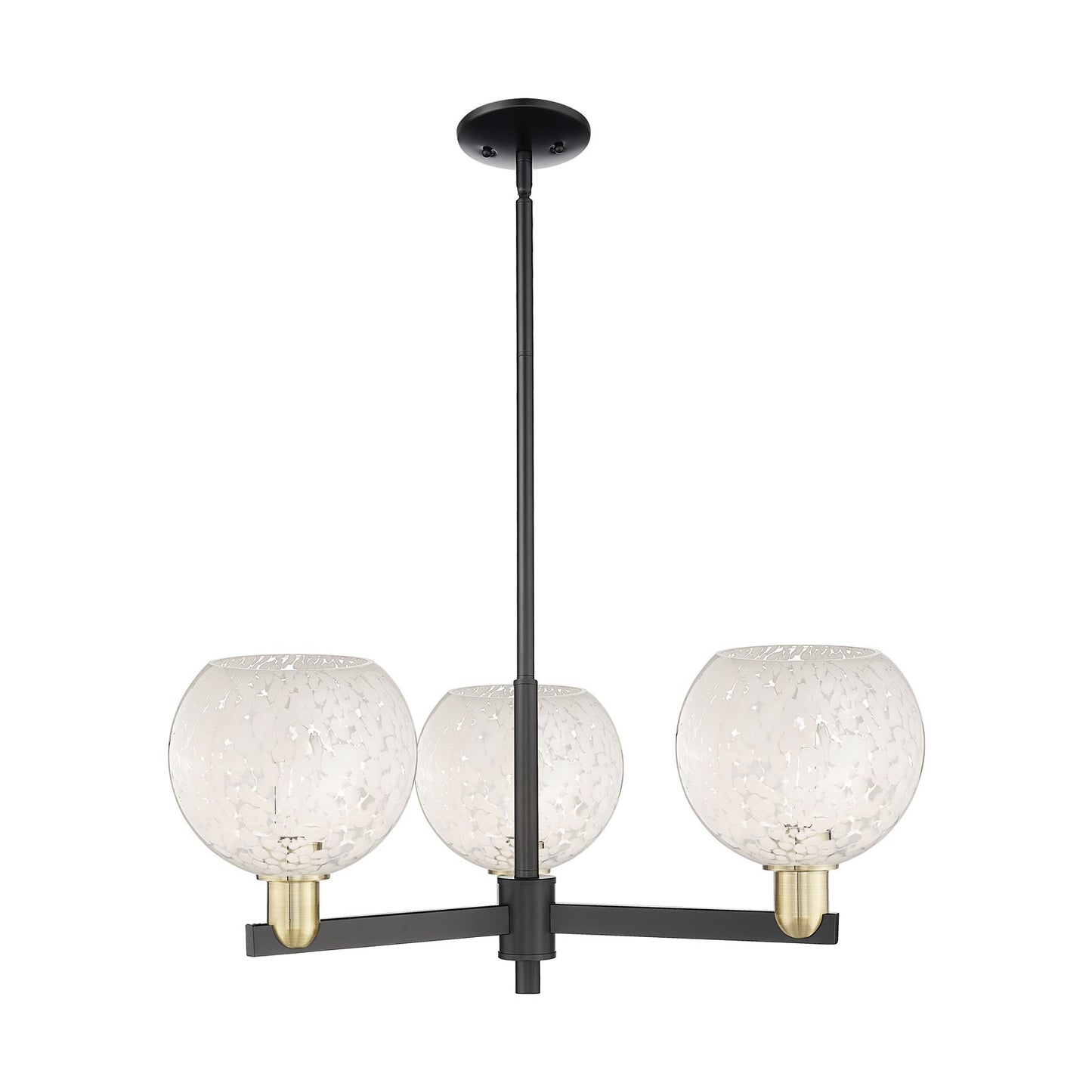 Innovations Lighting Arcadia 30in 3-Light Pendant | Industrial Black Antique Brass and White Mouchette Glass | Kitchen | Model 716-3CR-BAB-G1216-8WM