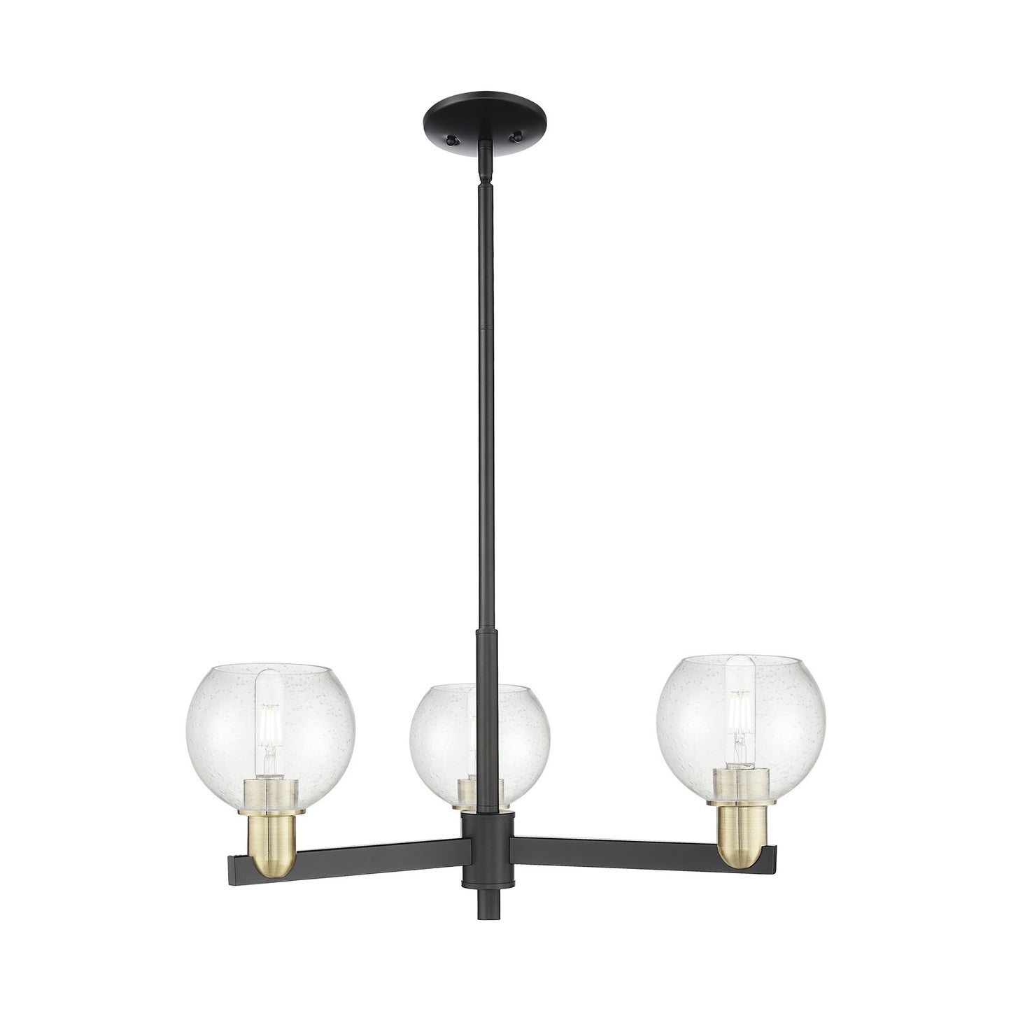 Innovations Athens 28in 3-Light Pendant | Industrial Black Antique Brass and Seedy Glass | Kitchen Island & Dining Room | 27.62 | Model 716-3CR-BAB-G124-6