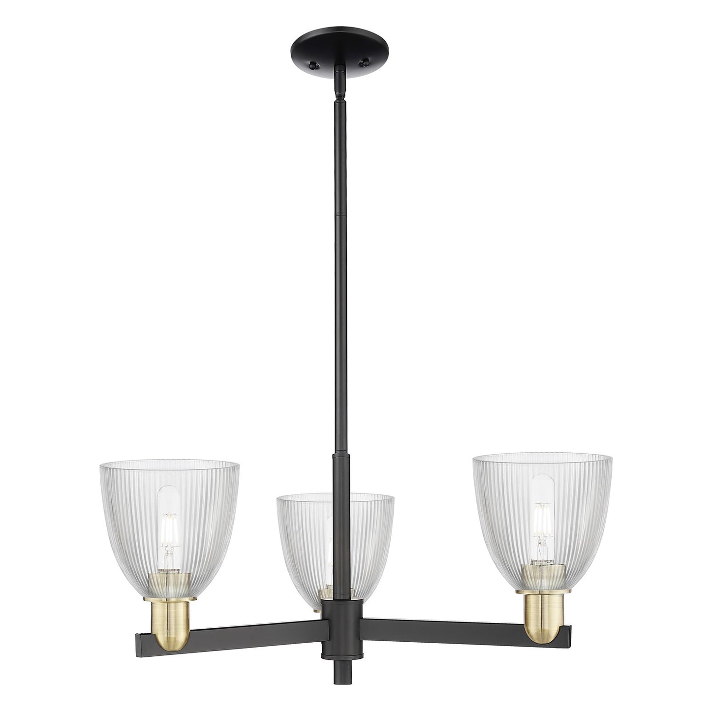 Innovations Castile 28in 3-Light Pendant | Industrial Black Antique Brass Steel and Clear Glass | Kitchen Island & Dining Room | Model 716-3CR-BAB-G382