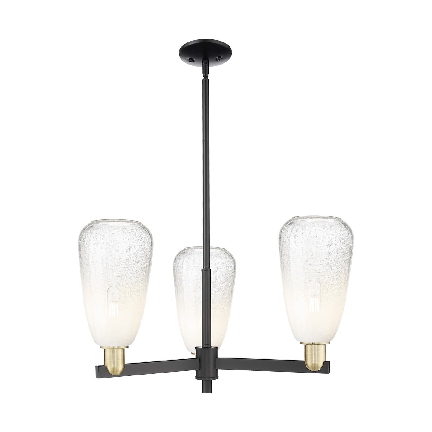 Innovations Brookhaven Almond 28in 3-Light Pendant | Industrial Black Antique Brass Steel and Opal Glass | Kitchen Island | Model 716-3CR-BAB-G480-6OP