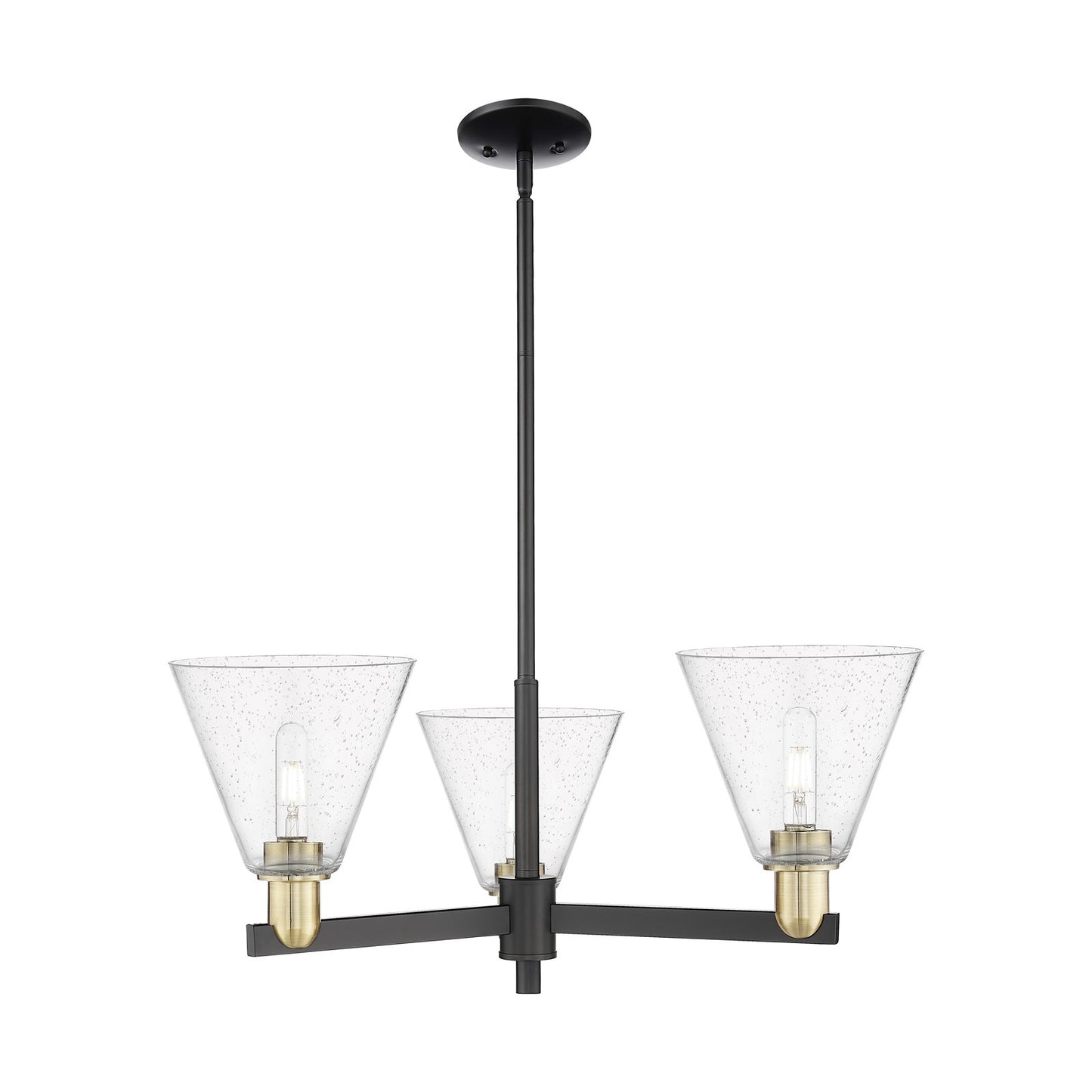 Innovations Berkshire Glass 30in 3-Light Pendant | Industrial Black Antique Brass Steel and Seedy Glass | Kitchen Island & | Model 716-3CR-BAB-GBC-84