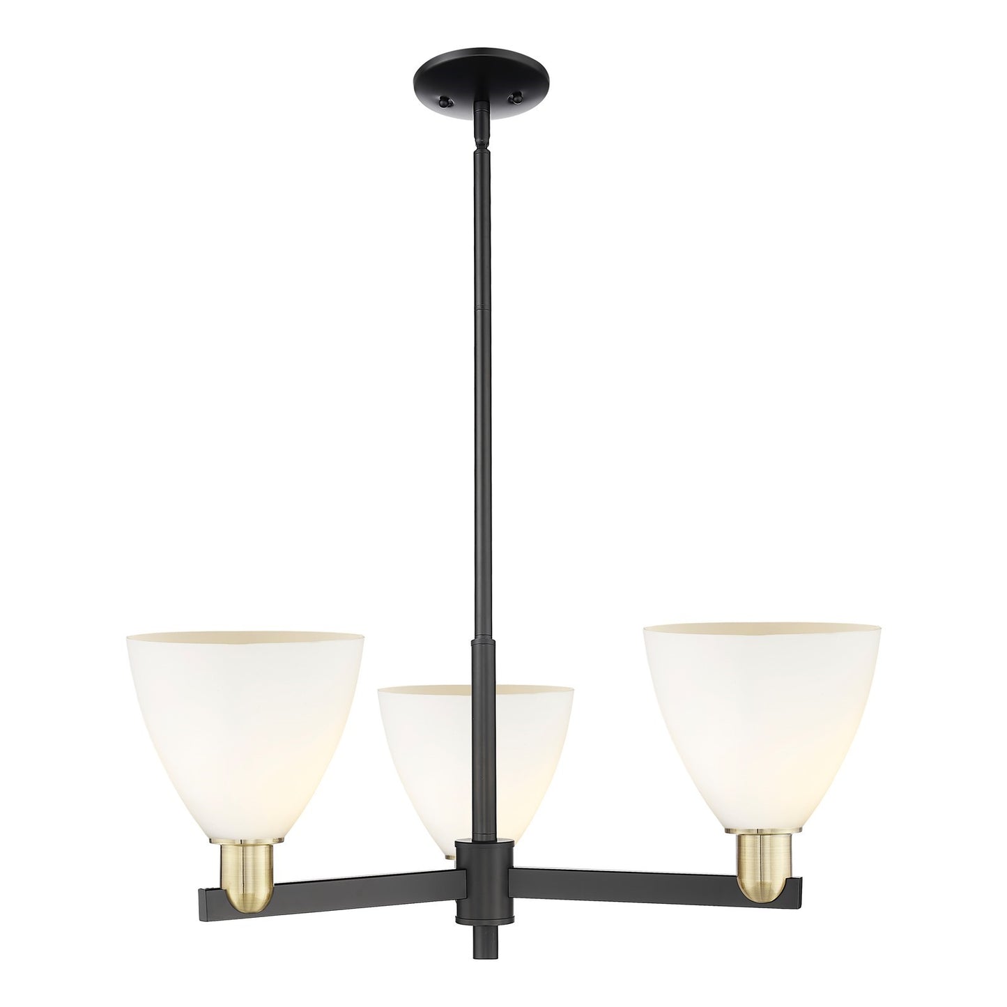 Innovations Bristol 29in 3-Light Pendant | Industrial Black Antique Brass Steel and Matte White Glass | Kitchen Island & | Model 716-3CR-BAB-GBD-751