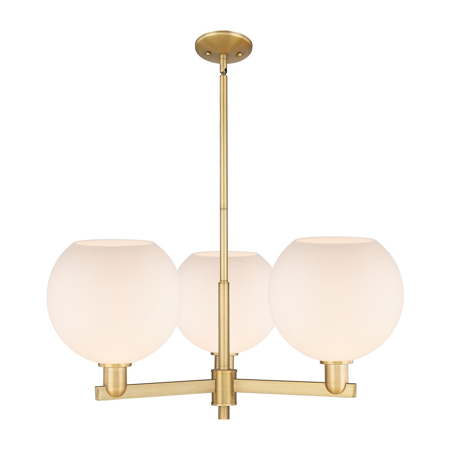 Innovations Athens 32in 3-Light Pendant | Industrial Brushed Brass and Matte White Glass | Kitchen Island & Dining Room | 31.75 | Model 716-3CR-BB-G121-10