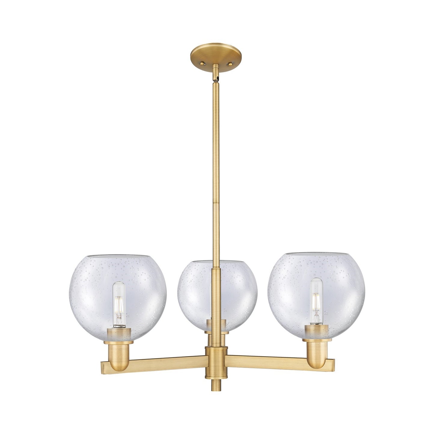Innovations Athens 30in 3-Light Pendant | Industrial Brushed Brass and Seedy Glass | Kitchen Island & Dining Room | 29.75 x | Model 716-3CR-BB-G124-8