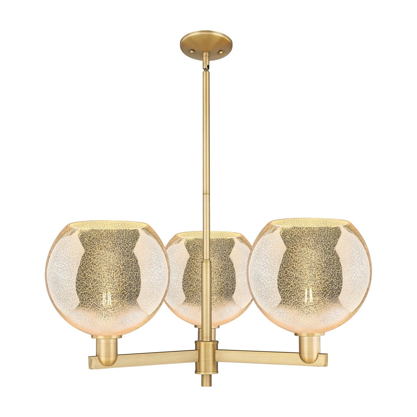 Innovations Athens 32in 3-Light Pendant | Industrial Brushed Brass Steel and Mercury Glass | Kitchen Island & Dining Room | Model 716-3CR-BB-G128-10